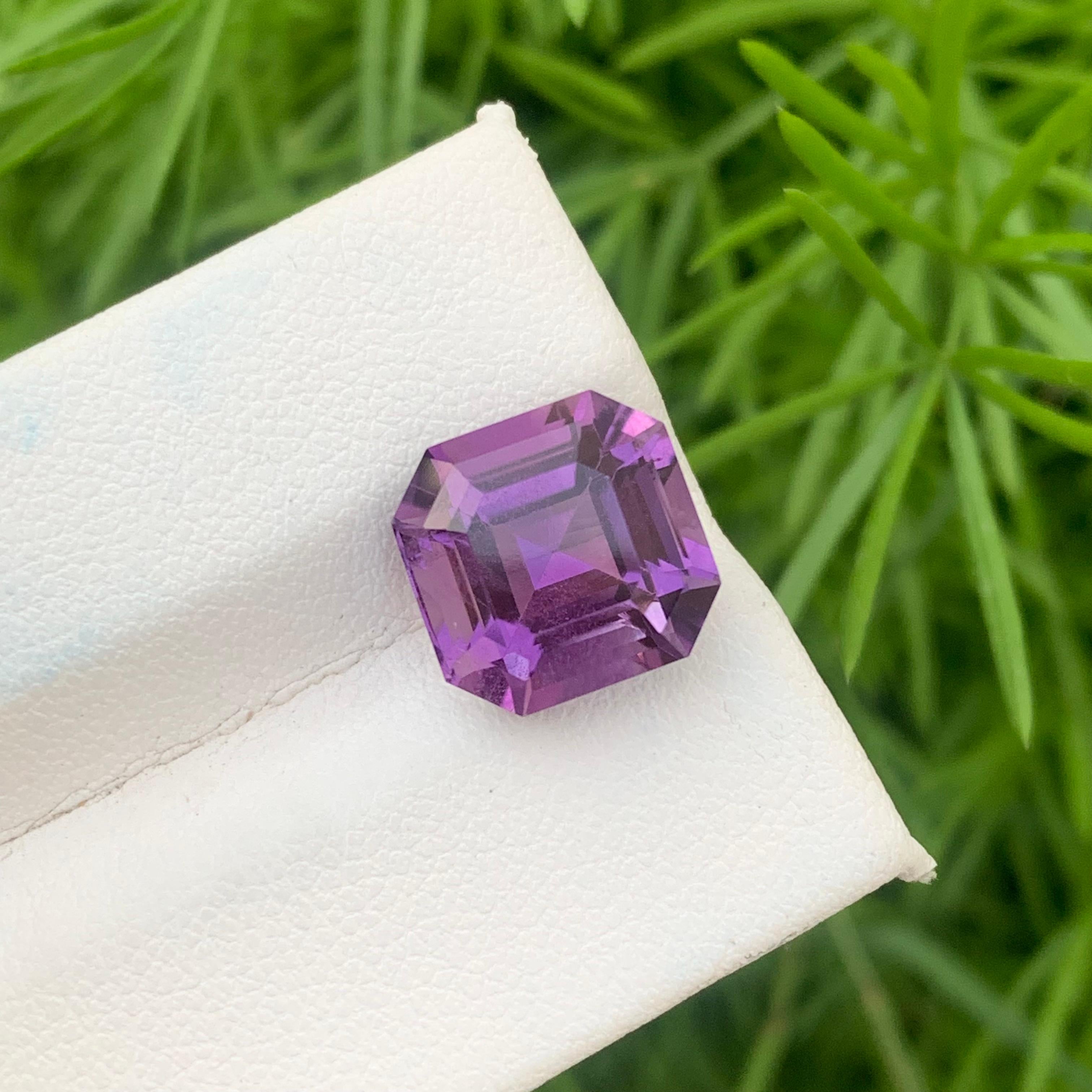 6.05 Carat Stunning Natural Loose Purple Amethyst Asscher Cut Gemstone  For Sale 5