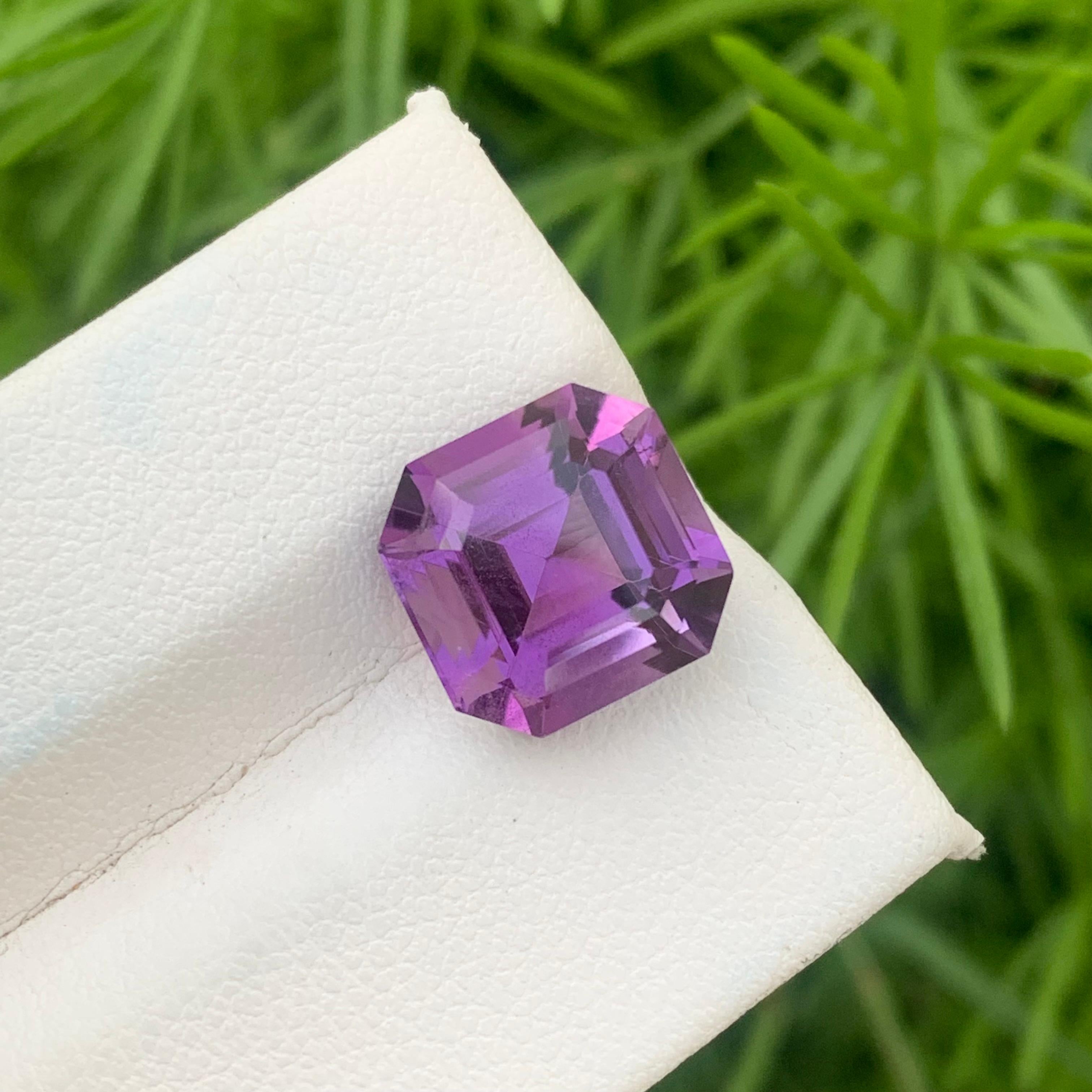 6.05 Carat Stunning Natural Loose Purple Amethyst Asscher Cut Gemstone  For Sale 6