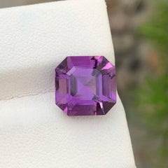 6.05 Carat Stunning Natural Loose Purple Amethyst Asscher Cut Gemstone