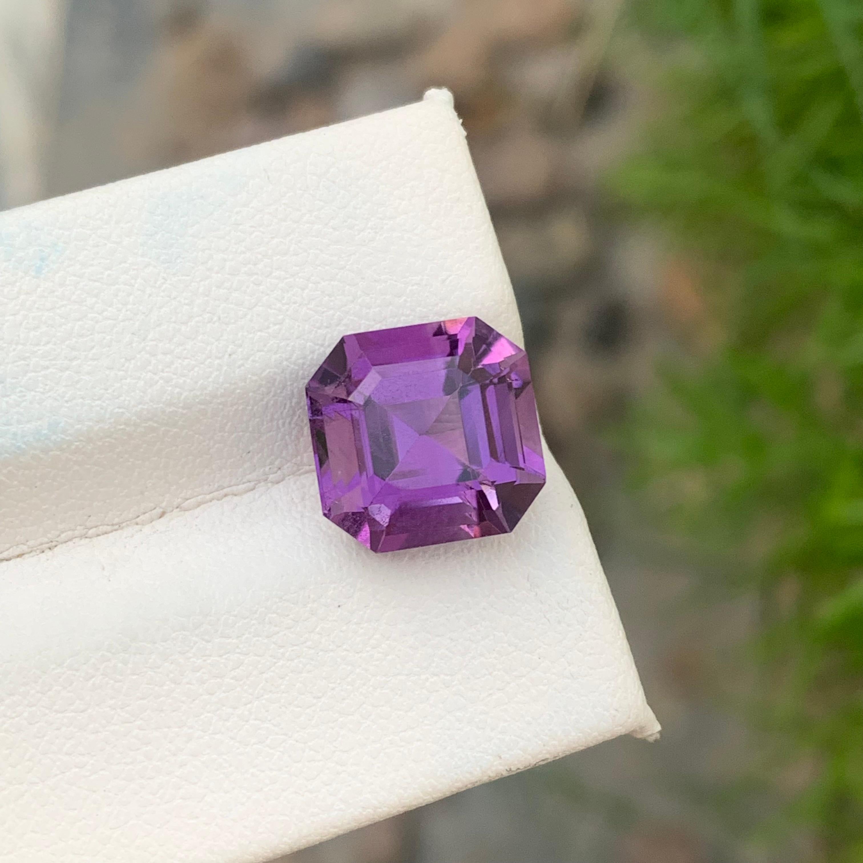 Arts and Crafts 6.05 Carat Stunning Natural Loose Purple Amethyst Asscher Cut Gemstone  For Sale