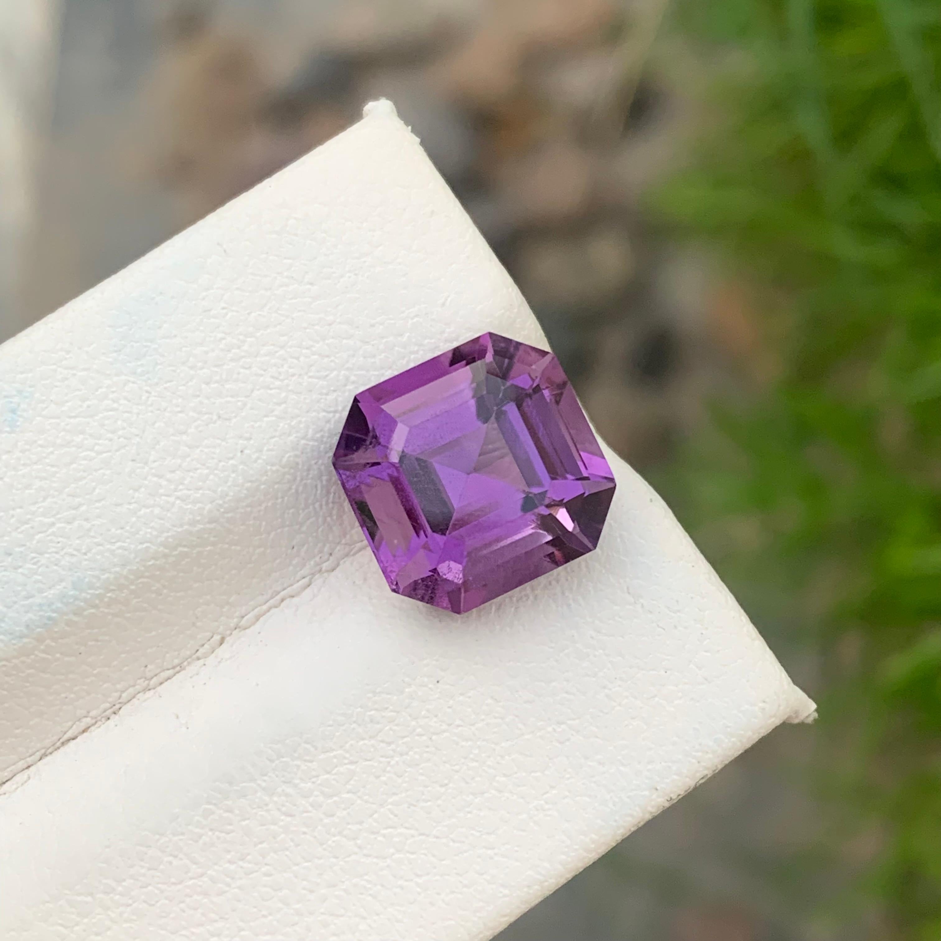6.05 Carat Stunning Natural Loose Purple Amethyst Asscher Cut Gemstone  For Sale 1