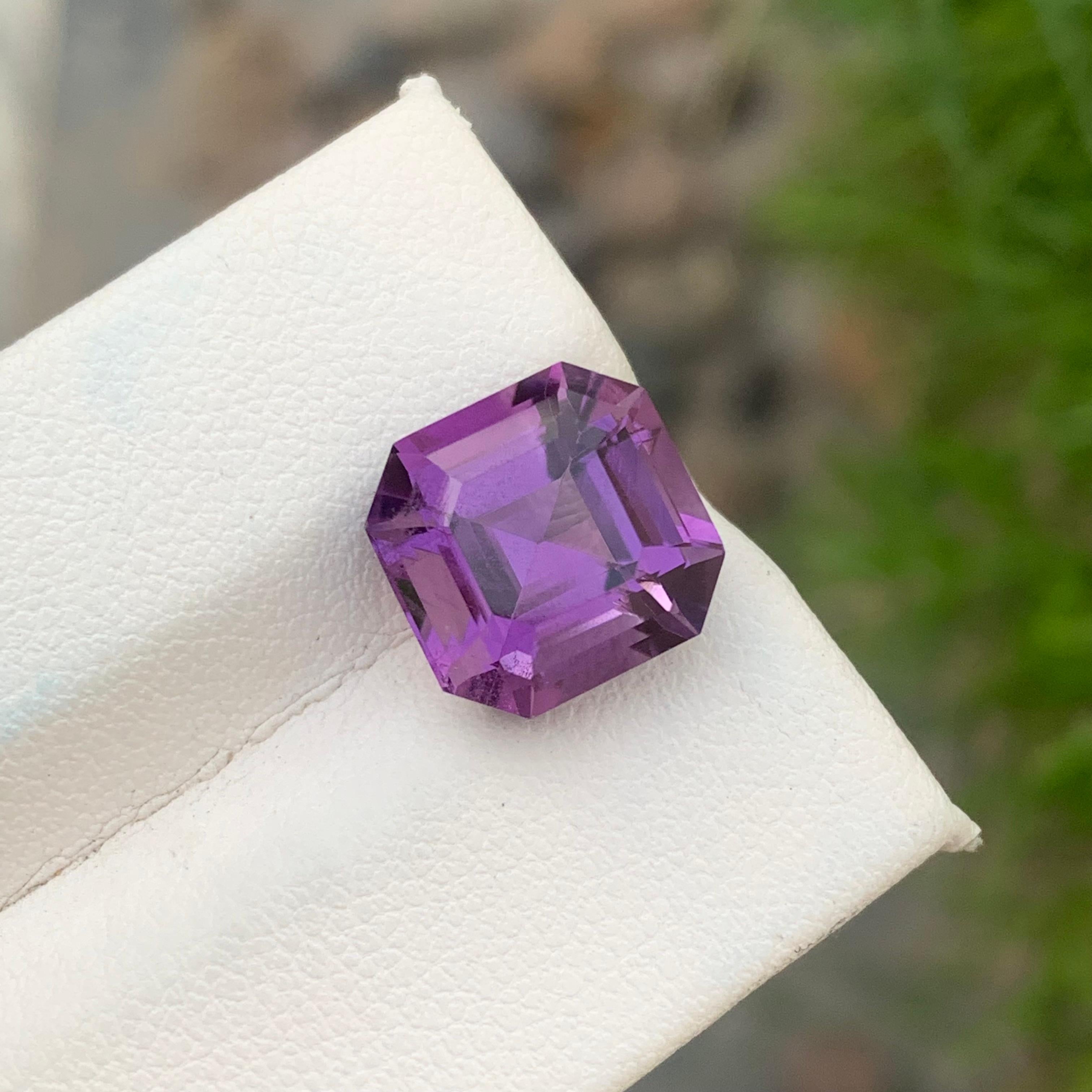 6.05 Carat Stunning Natural Loose Purple Amethyst Asscher Cut Gemstone  For Sale 2