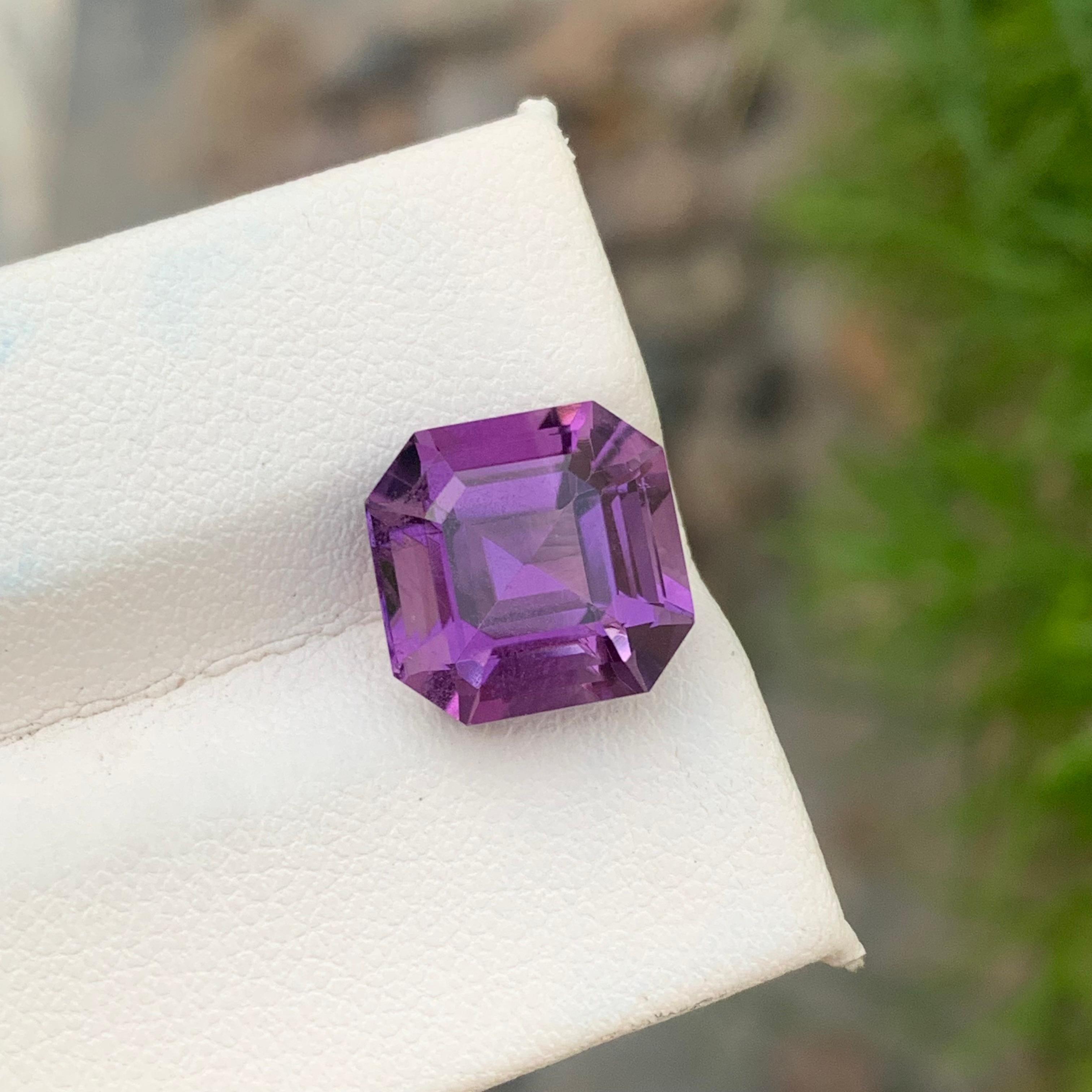 6.05 Carat Stunning Natural Loose Purple Amethyst Asscher Cut Gemstone  For Sale 3