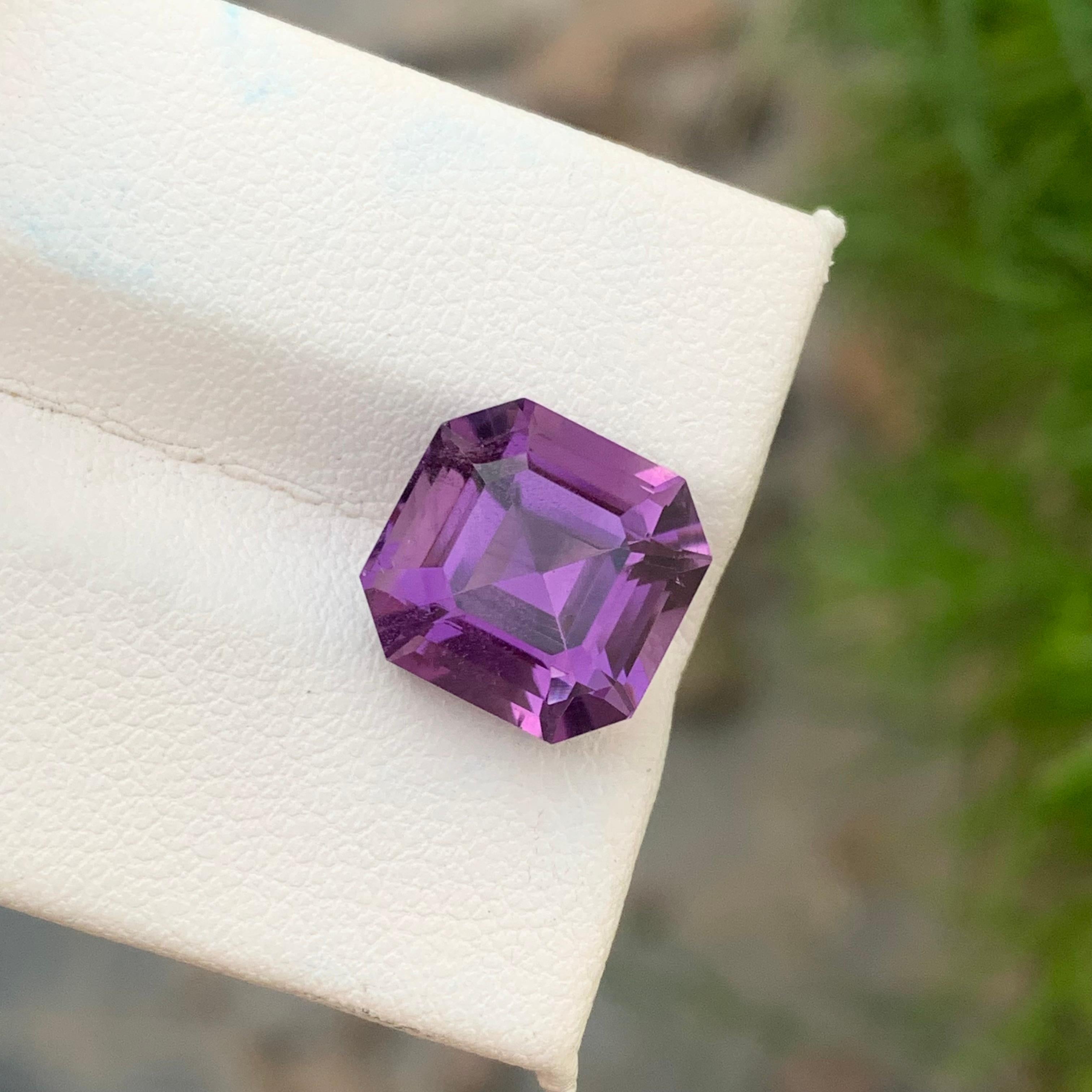 6.05 Carat Stunning Natural Loose Purple Amethyst Asscher Cut Gemstone  For Sale 4