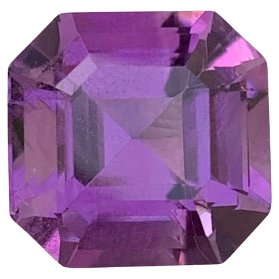 6.05 Carat Stunning Natural Loose Purple Amethyst Asscher Cut Gemstone  For Sale