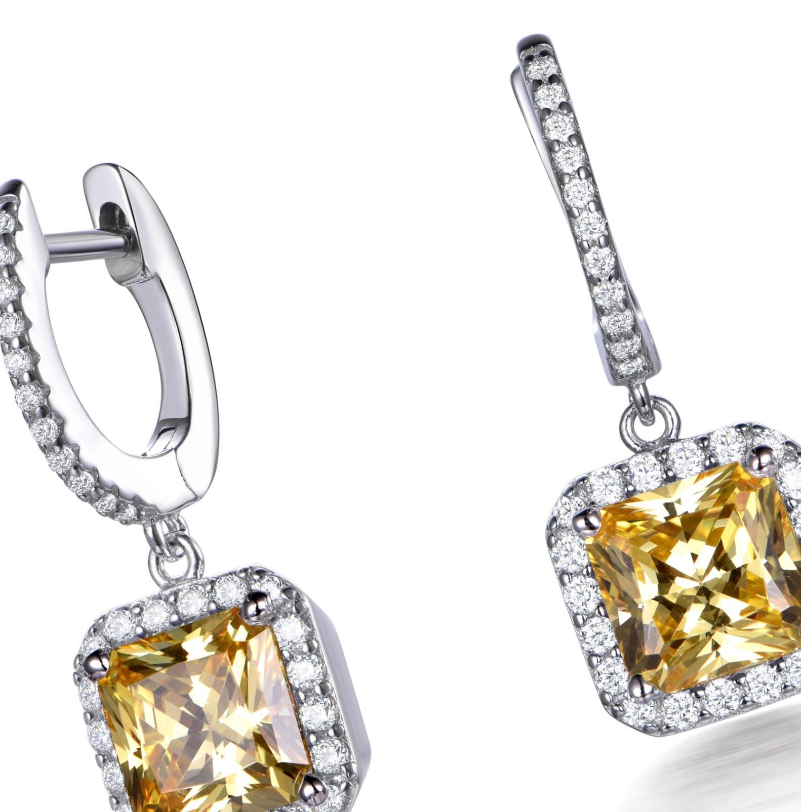 Art Déco Orecchini a goccia firmati Honey in argento sterling con zirconi gialli da 6,05 carati in vendita