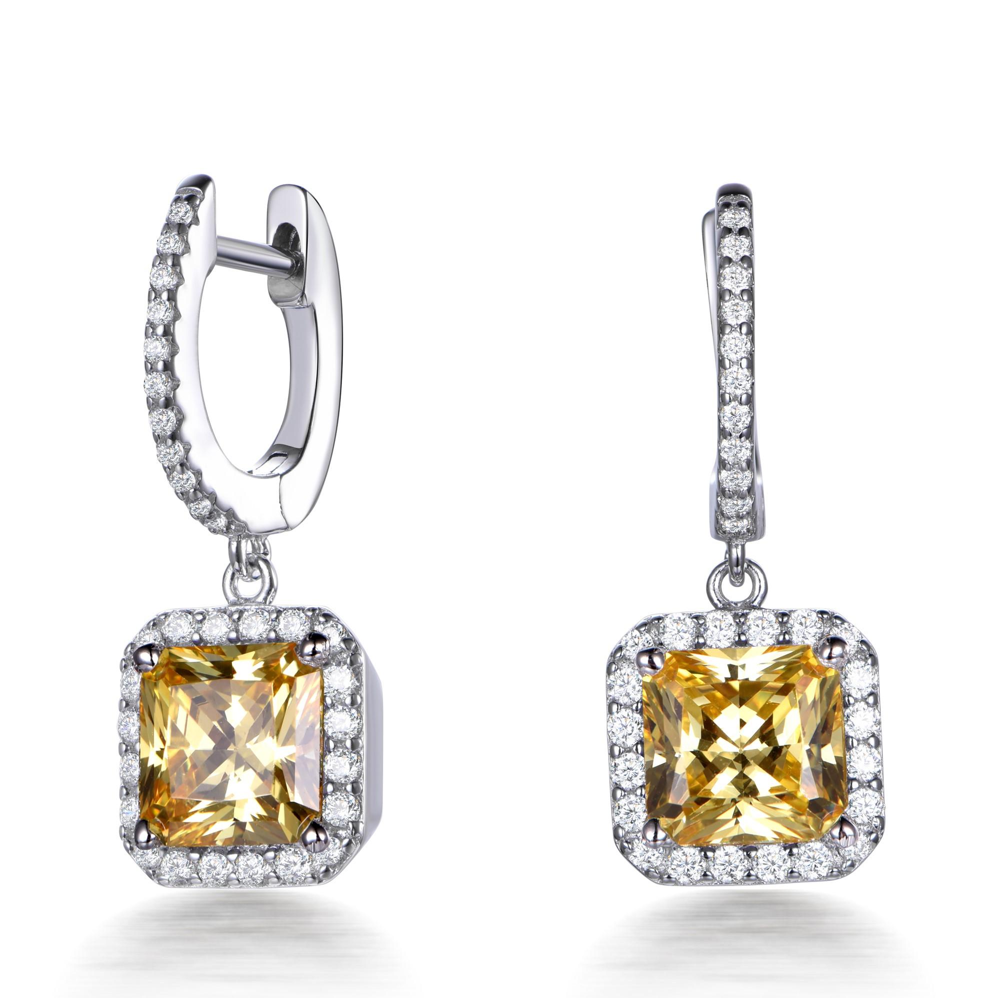 Donna Orecchini a goccia firmati Honey in argento sterling con zirconi gialli da 6,05 carati in vendita
