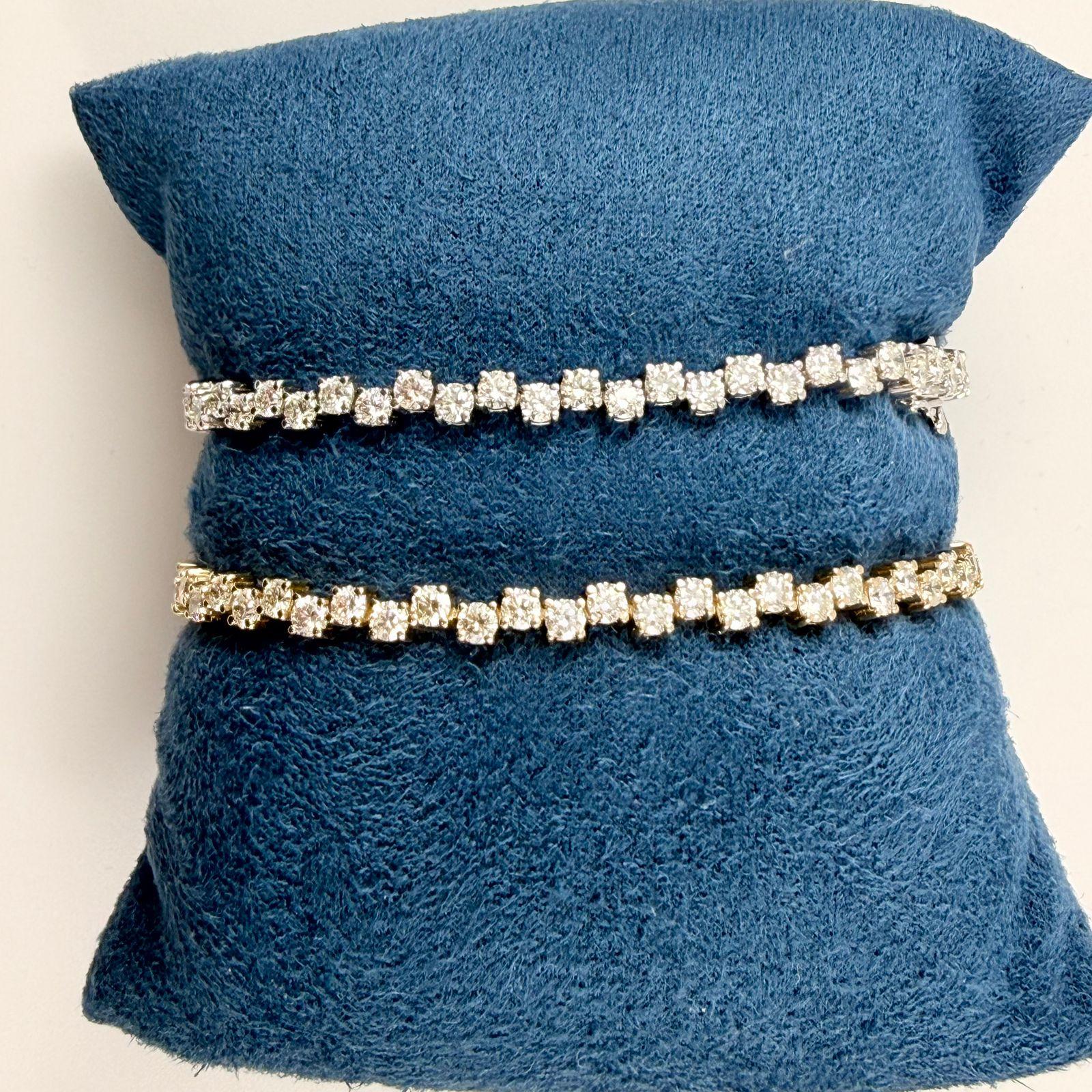 Contemporain Bracelet de tennis en or jaune 14K avec zigzag de 6,05 carats en vente