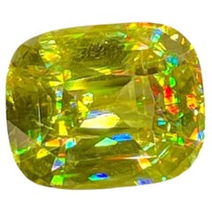 6.05 Carats Green Sphene Stone Cushion Cut Natural Madagascar's Gemstone