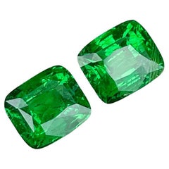 6,05 Carati di Granato Tsavorite Coppia Taglio Cuscino Gemma Naturale Dal Kenya