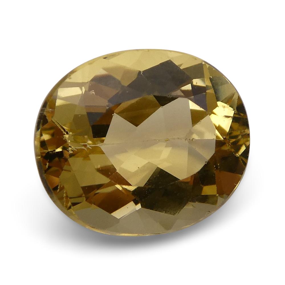 Women's or Men's 6.05 ct Oval Heliodor, Golden Yellow Beryl CGL-GRS Certified For Sale