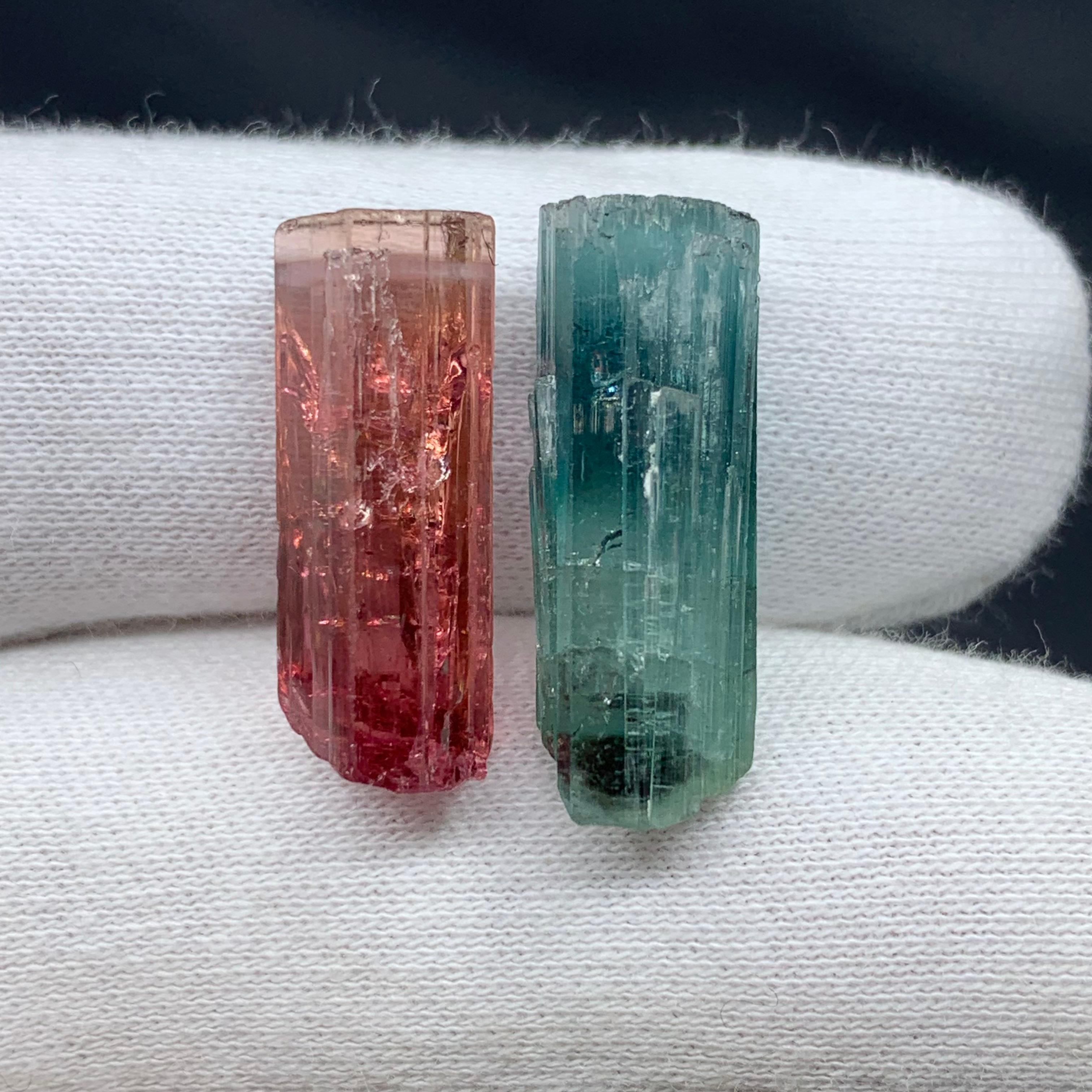 6.05 Grams Magnificent Natural Tourmaline Crystals Reverse Pair From Afghanistan For Sale 4