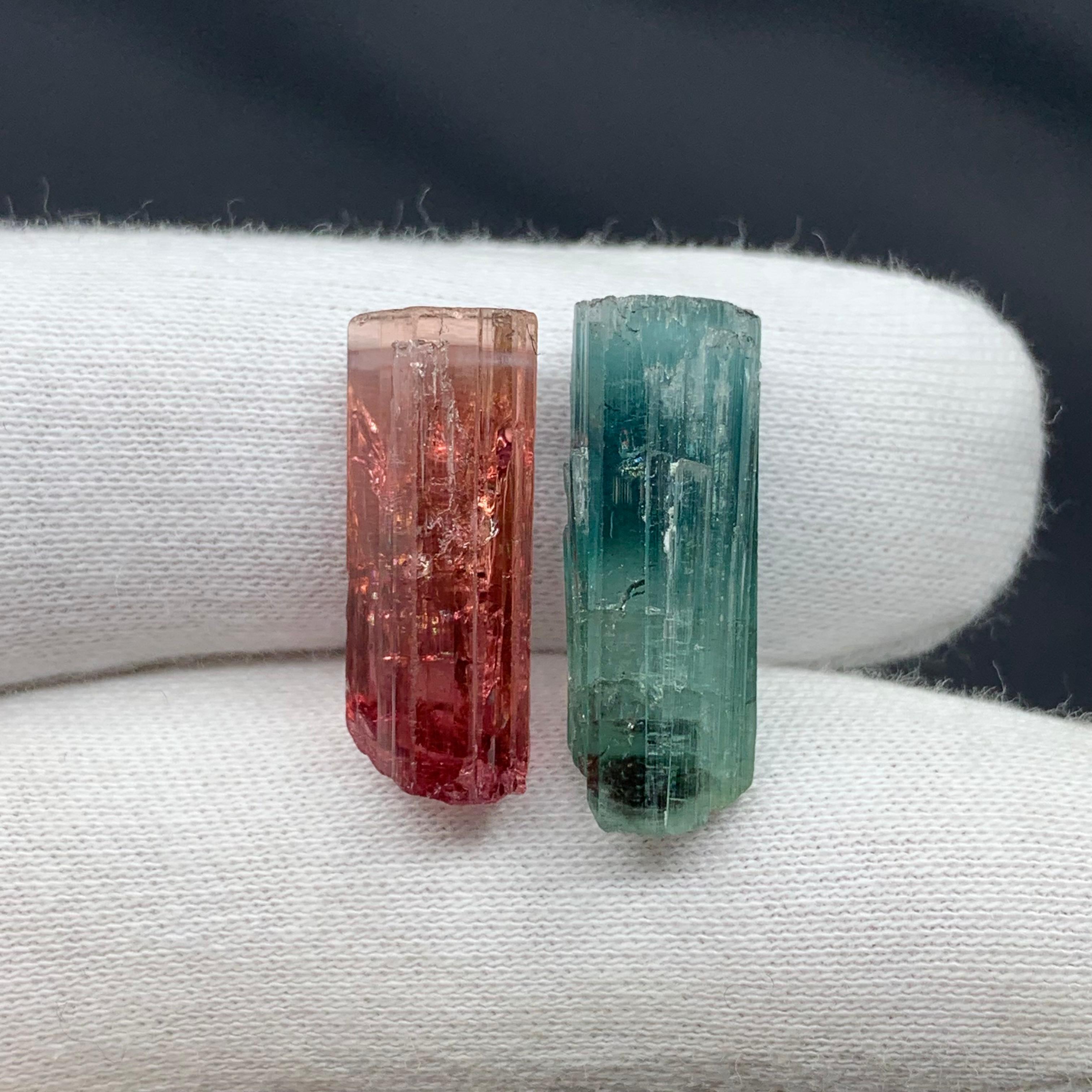 6.05 Grams Magnificent Natural Tourmaline Crystals Reverse Pair From Afghanistan For Sale 5