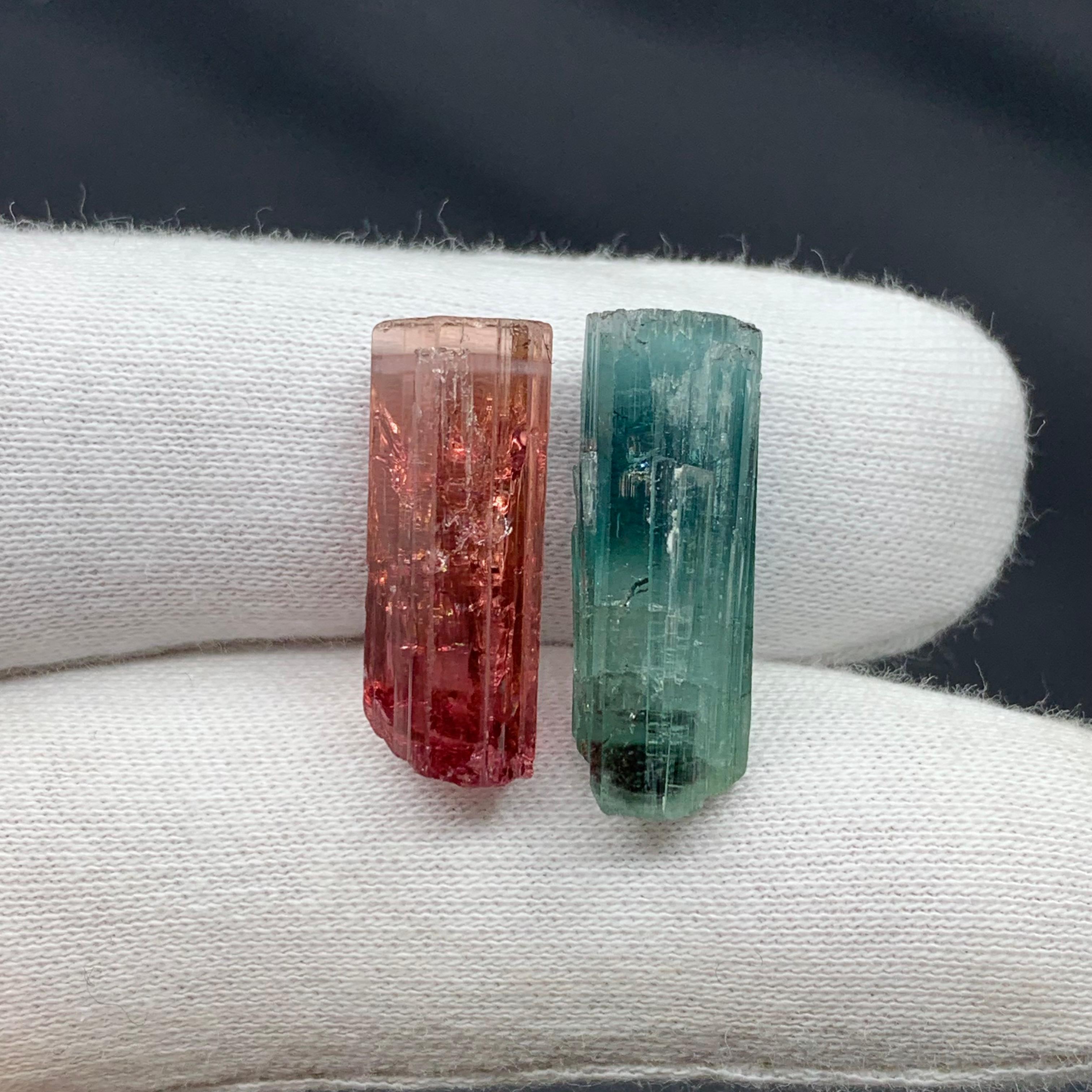 6.05 Grams Magnificent Natural Tourmaline Crystals Reverse Pair From Afghanistan For Sale 6