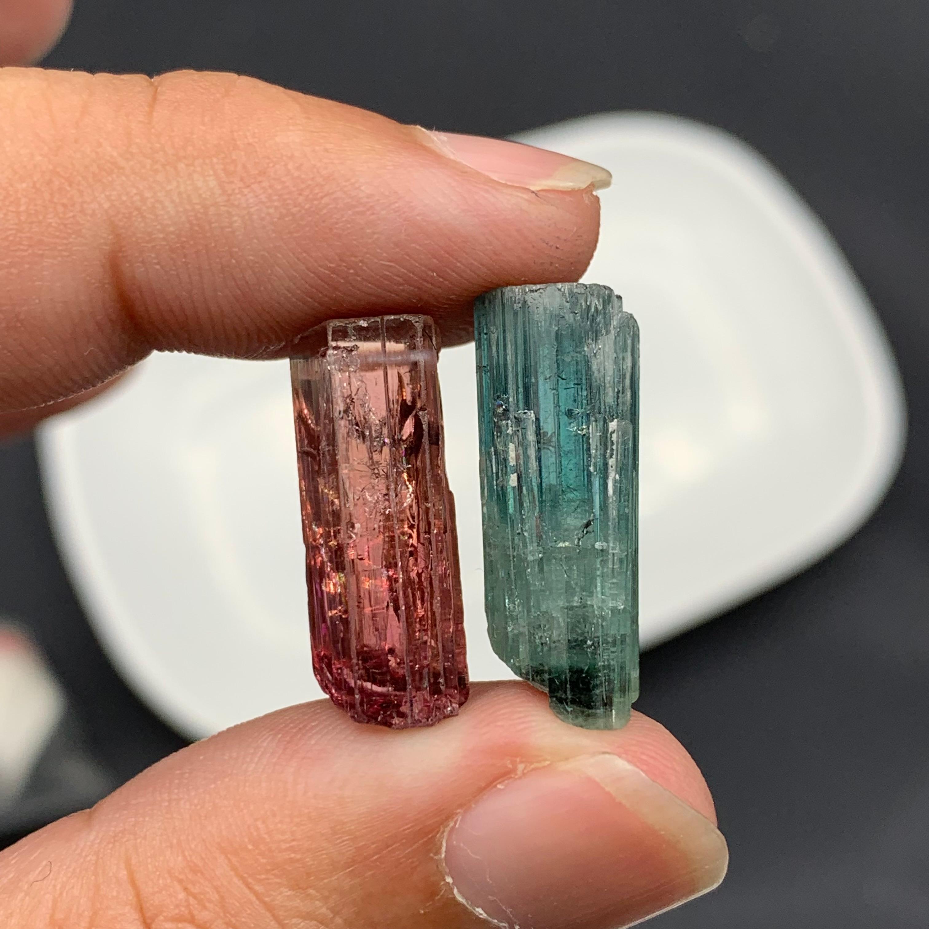 6.05 Grams Magnificent Natural Tourmaline Crystals Reverse Pair From Afghanistan For Sale 7