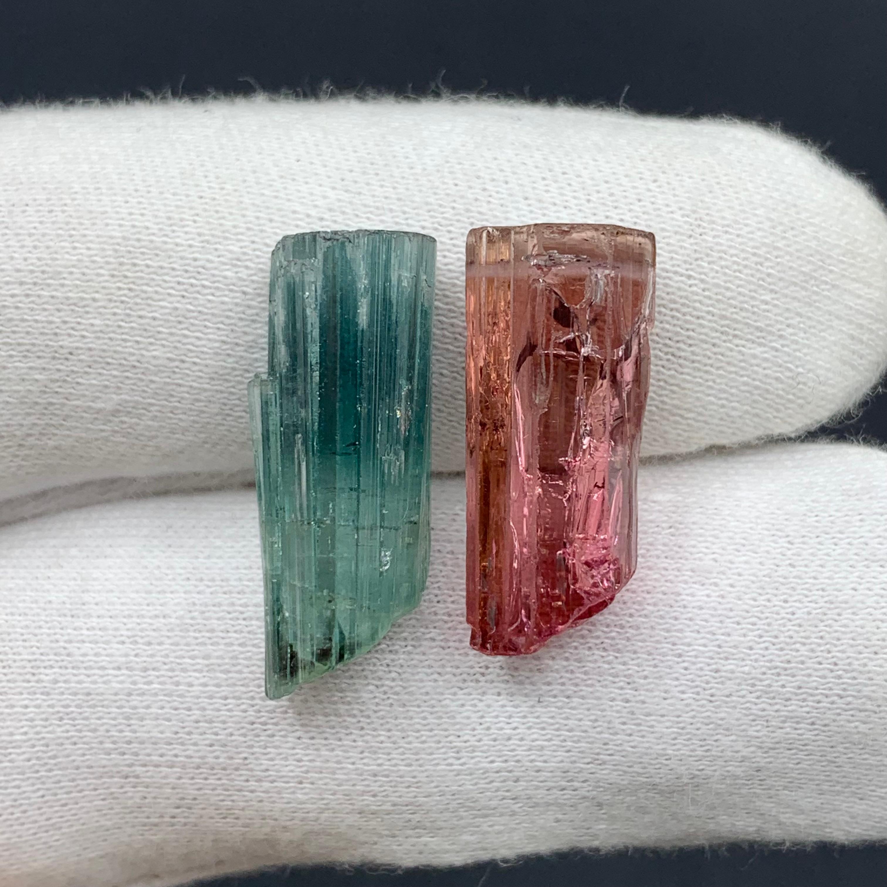 Adam Style 6.05 Grams Magnificent Natural Tourmaline Crystals Reverse Pair From Afghanistan For Sale