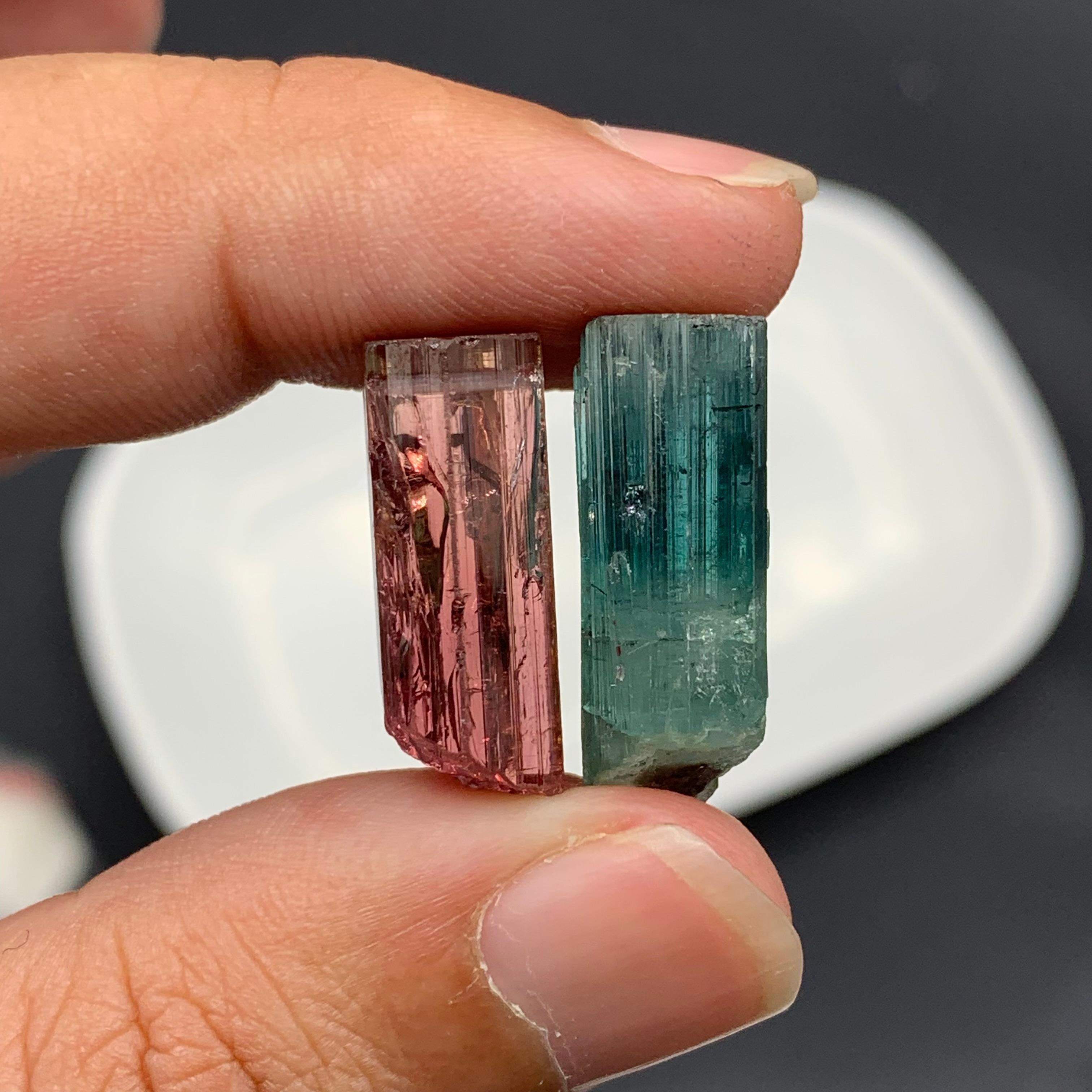 Other 6.05 Grams Magnificent Natural Tourmaline Crystals Reverse Pair From Afghanistan For Sale