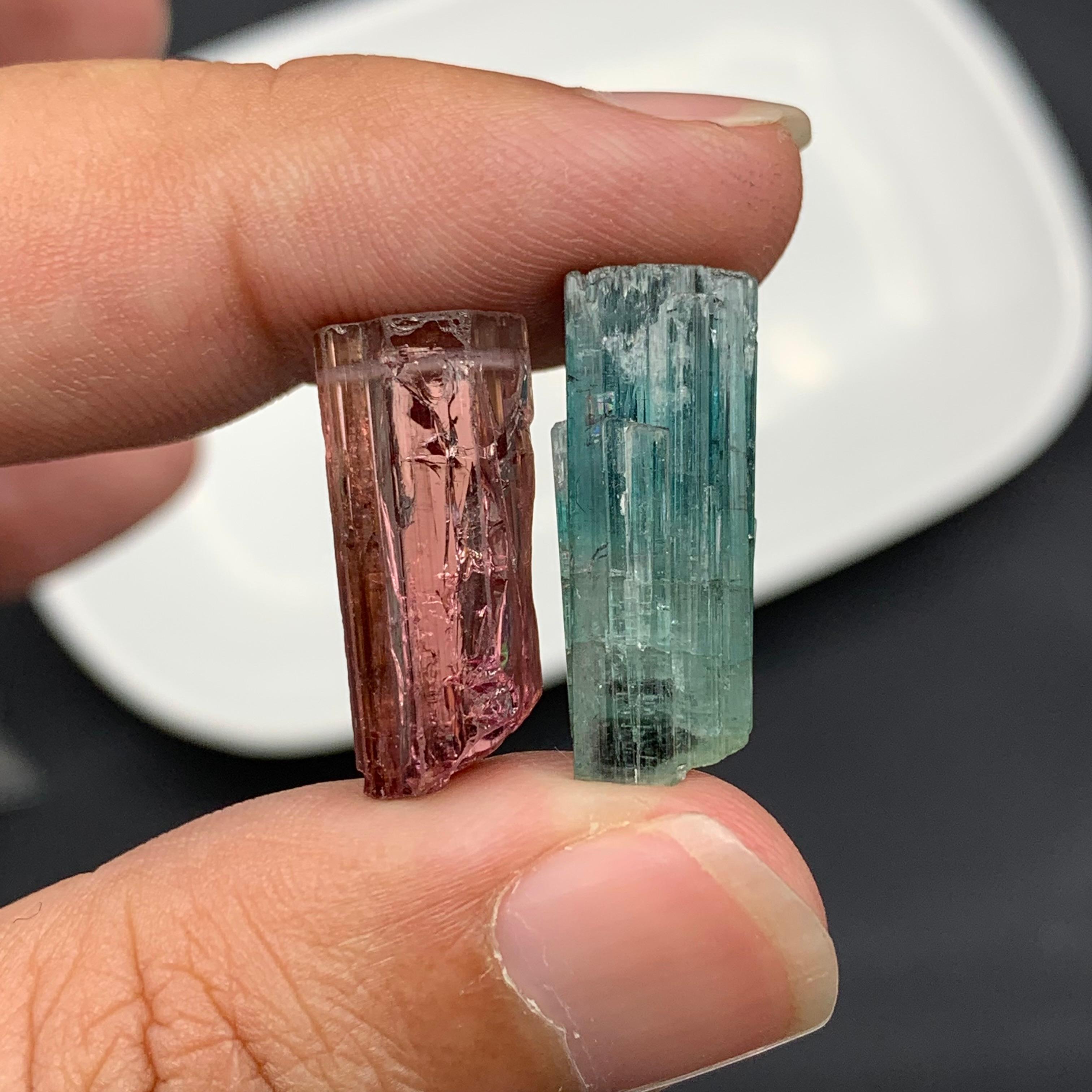 6.05 Grams Magnificent Natural Tourmaline Crystals Reverse Pair From Afghanistan For Sale 1
