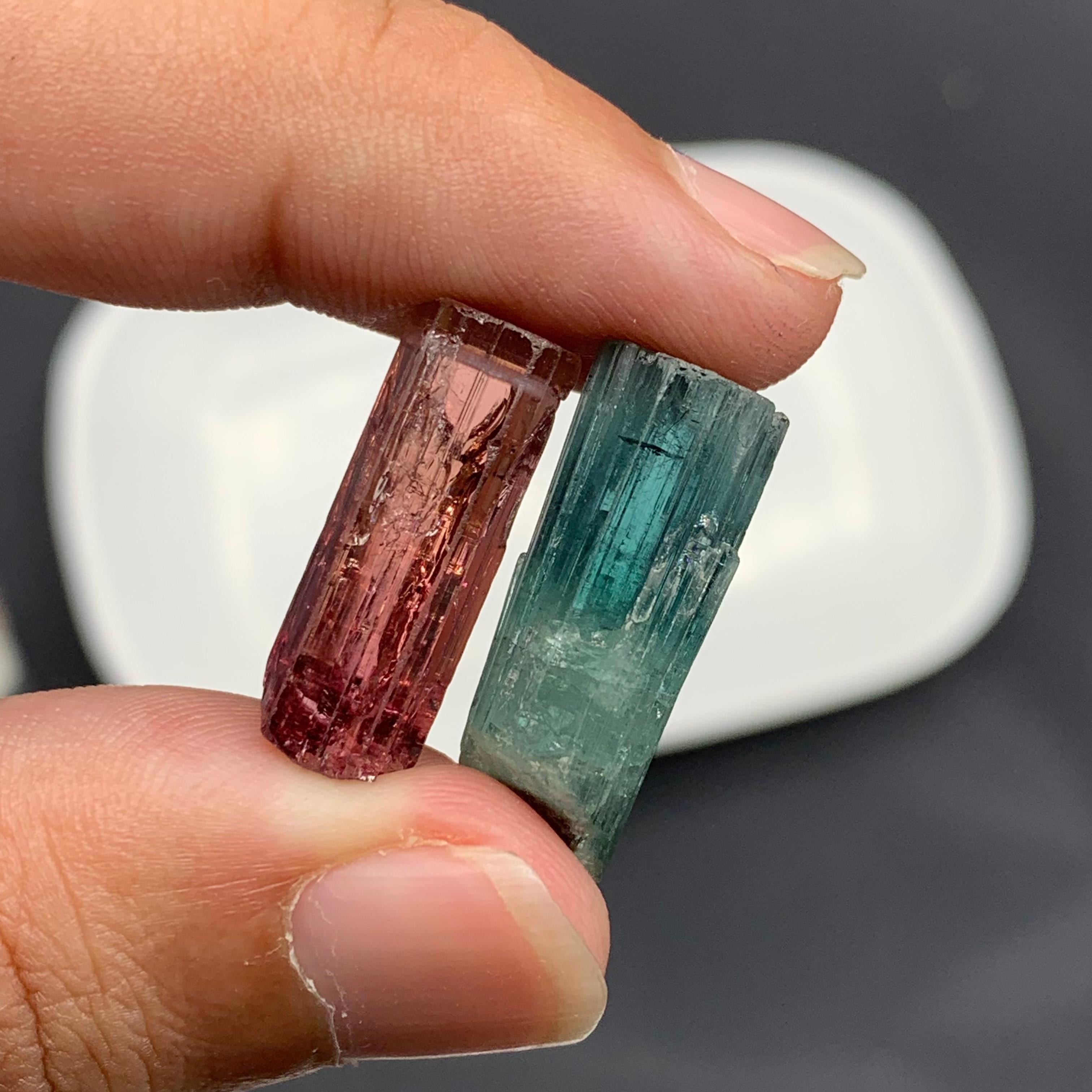 6.05 Grams Magnificent Natural Tourmaline Crystals Reverse Pair From Afghanistan For Sale 2