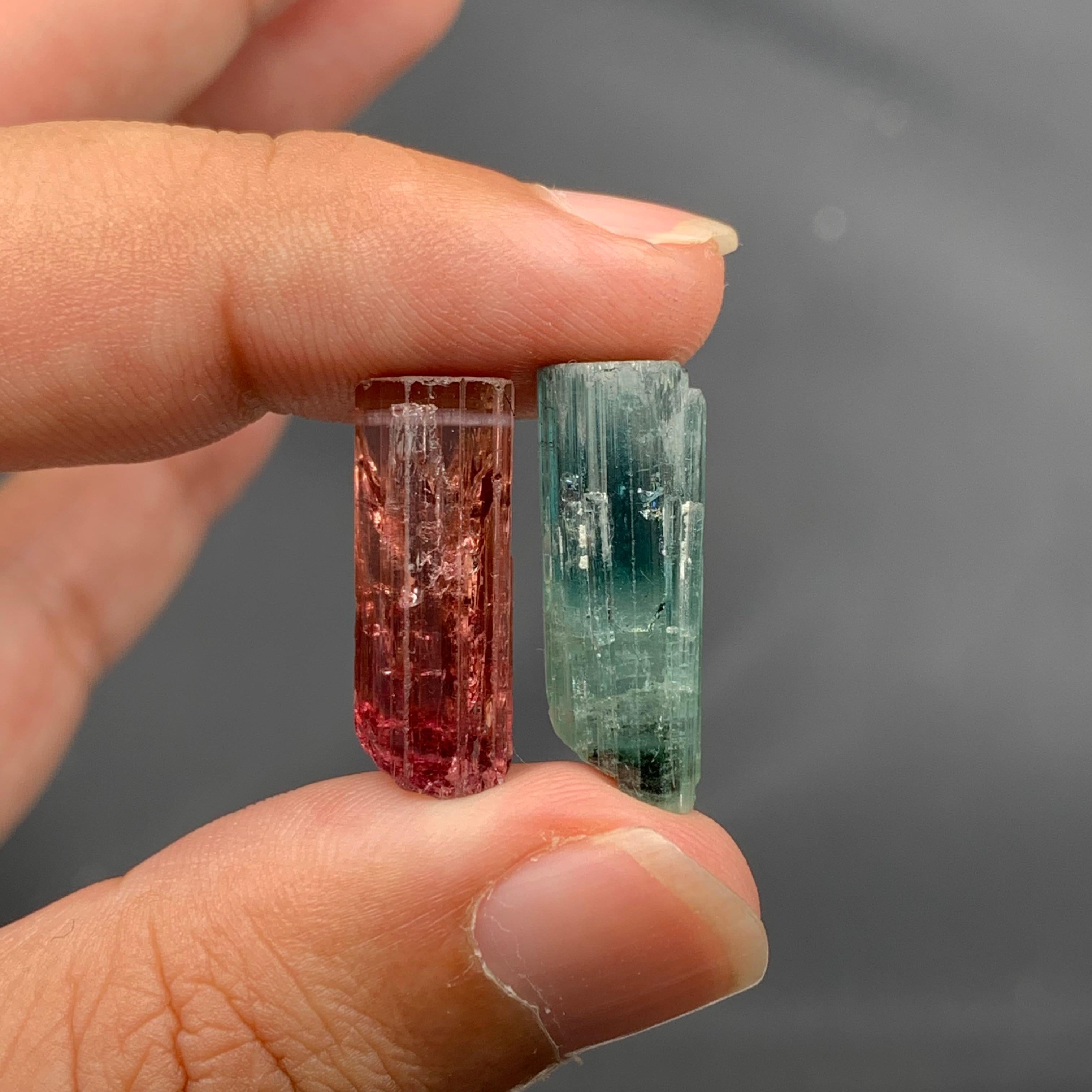 6.05 Grams Magnificent Natural Tourmaline Crystals Reverse Pair From Afghanistan For Sale 3