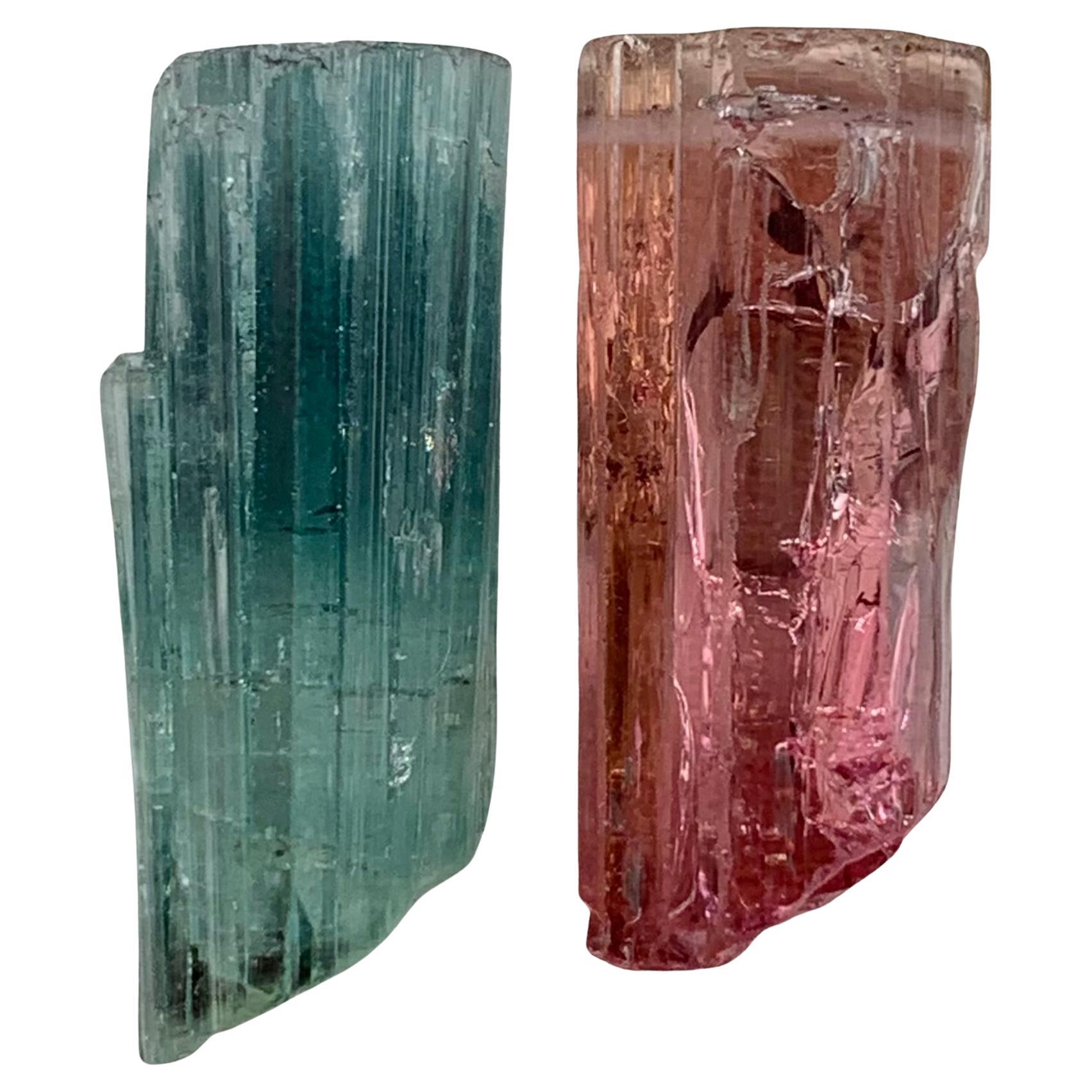 6.05 Grams Magnificent Natural Tourmaline Crystals Reverse Pair From Afghanistan For Sale