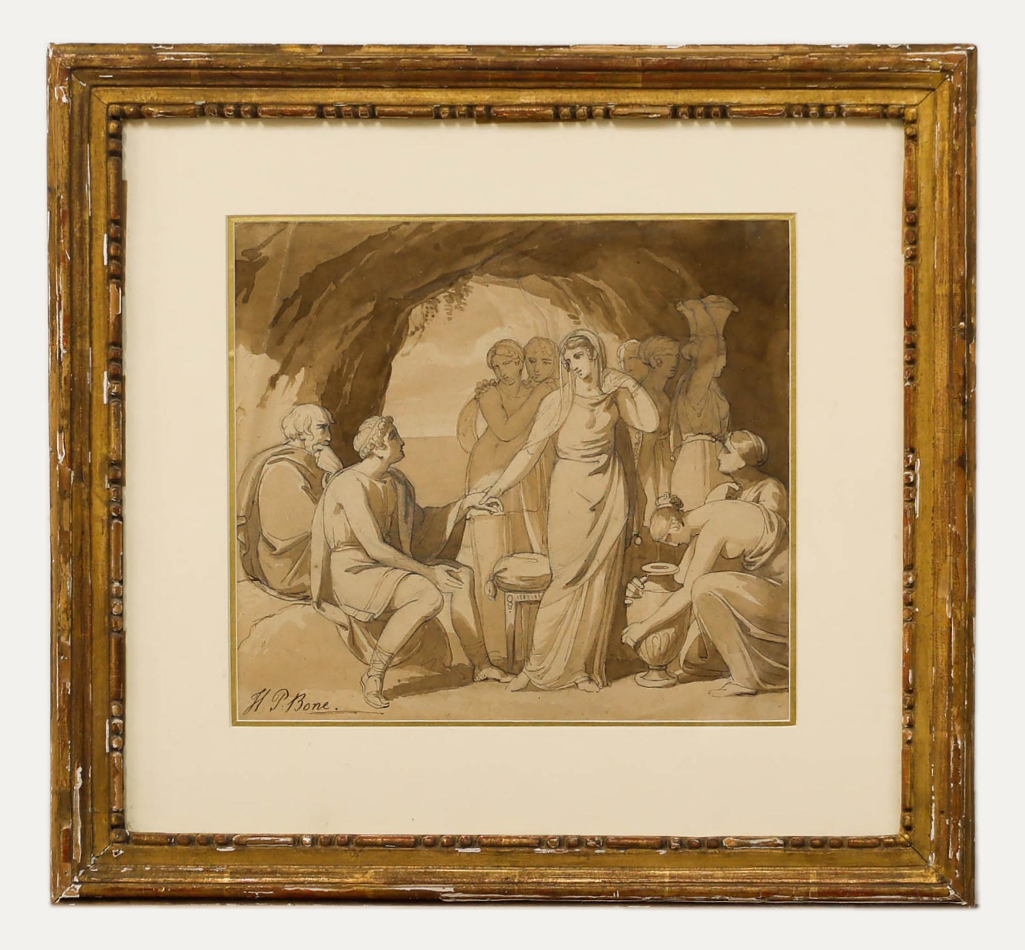 Henry Pierce Bone (1779-1855) - Aquarelle du début du 19e siècle, Look of Love