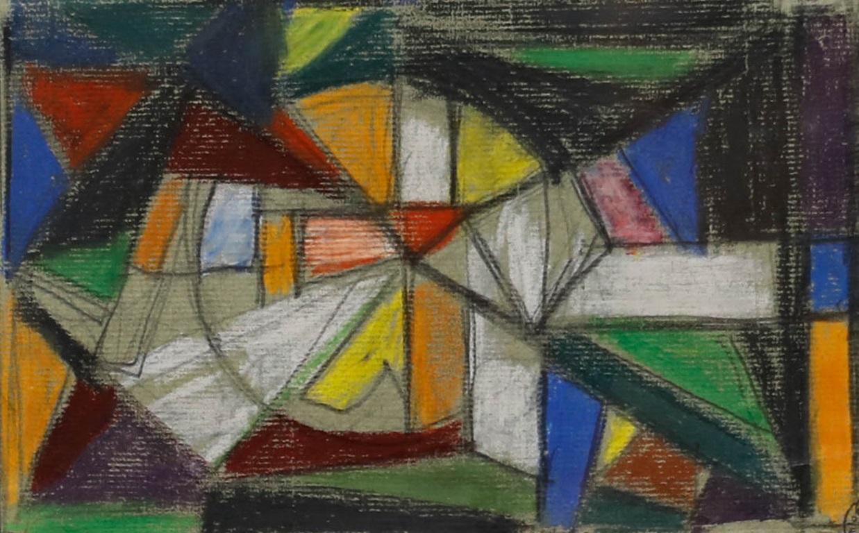 August Ludwig Schmitt (1882-1936) - Pastel, Abstract Stained Glass I - Beige Abstract Drawing by Unknown