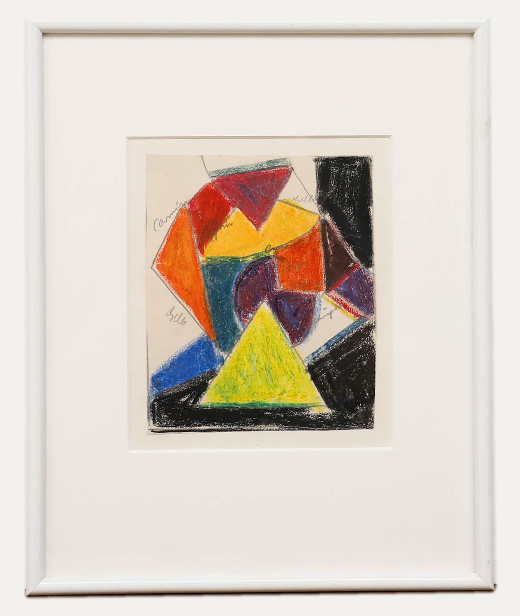 Unknown Abstract Drawing – August Ludwig Schmitt (1882-1936) - Pastell, Abstraktes Buntglas III