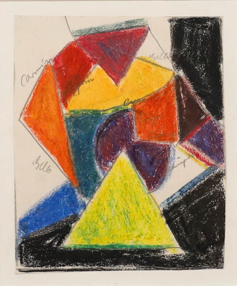 August Ludwig Schmitt (1882-1936) - Pastell, Abstraktes Buntglas III (Beige), Abstract Drawing, von Unknown