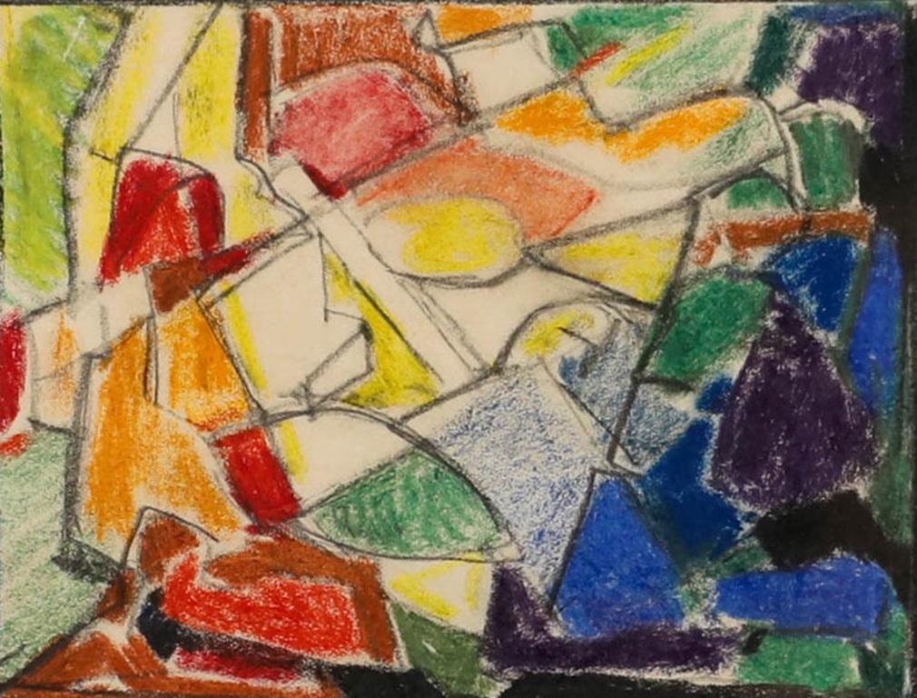 August Ludwig Schmitt (1882-1936) - Pastel, Abstract Stained Glass II - Beige Abstract Drawing by Unknown
