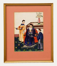 Chinese School 19th Century Gouache - Serving Elders