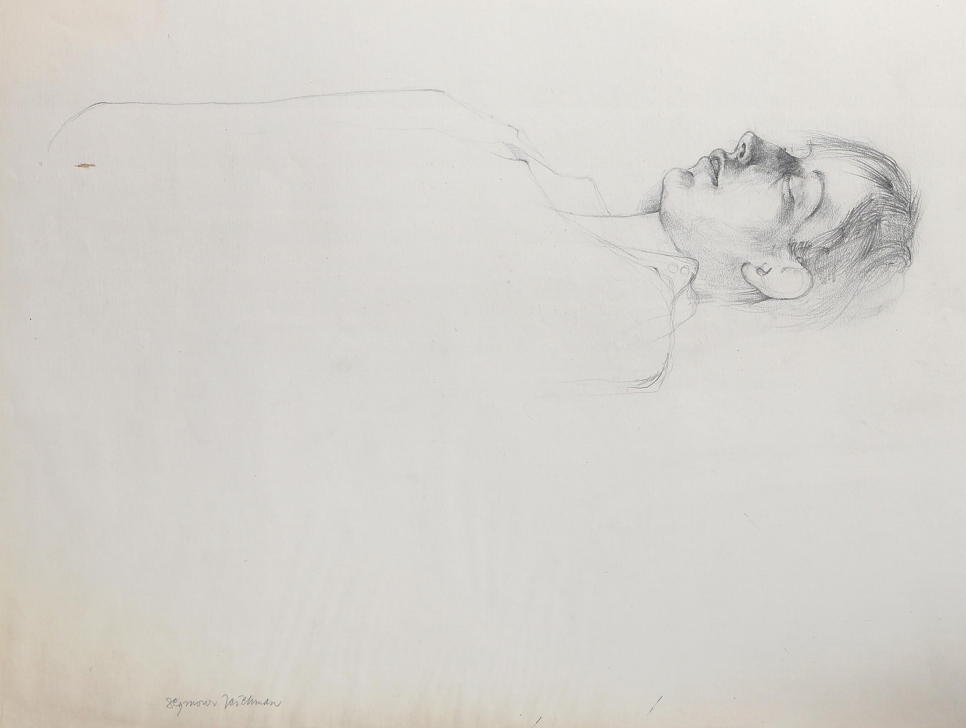 Woman Sleeping, Modern Pencil Drawing by Seymour Leichman