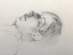 La femme endormie, dessin moderne au crayon de Seymour Leichman