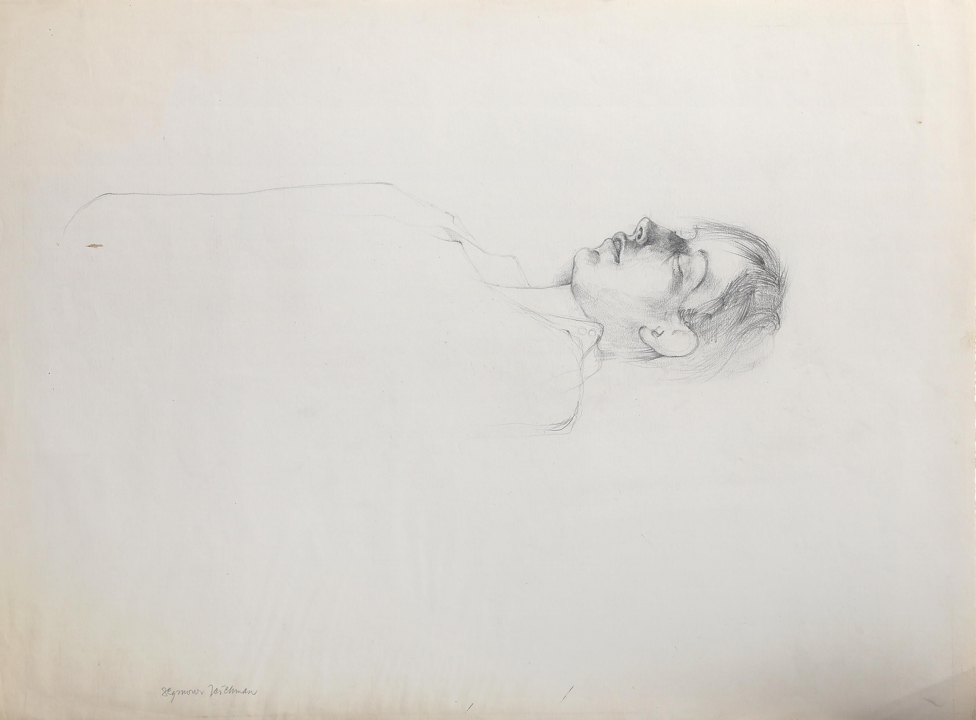 Mujer durmiendo, dibujo moderno a lápiz de Seymour Leichman en venta 2