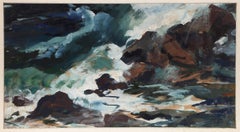 Seascape, Abstract Expressionist Acrylic Painting on Paper by Arnold Hoffmann