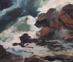 Seascape, Abstract Expressionist Acrylic Painting on Paper by Arnold Hoffmann