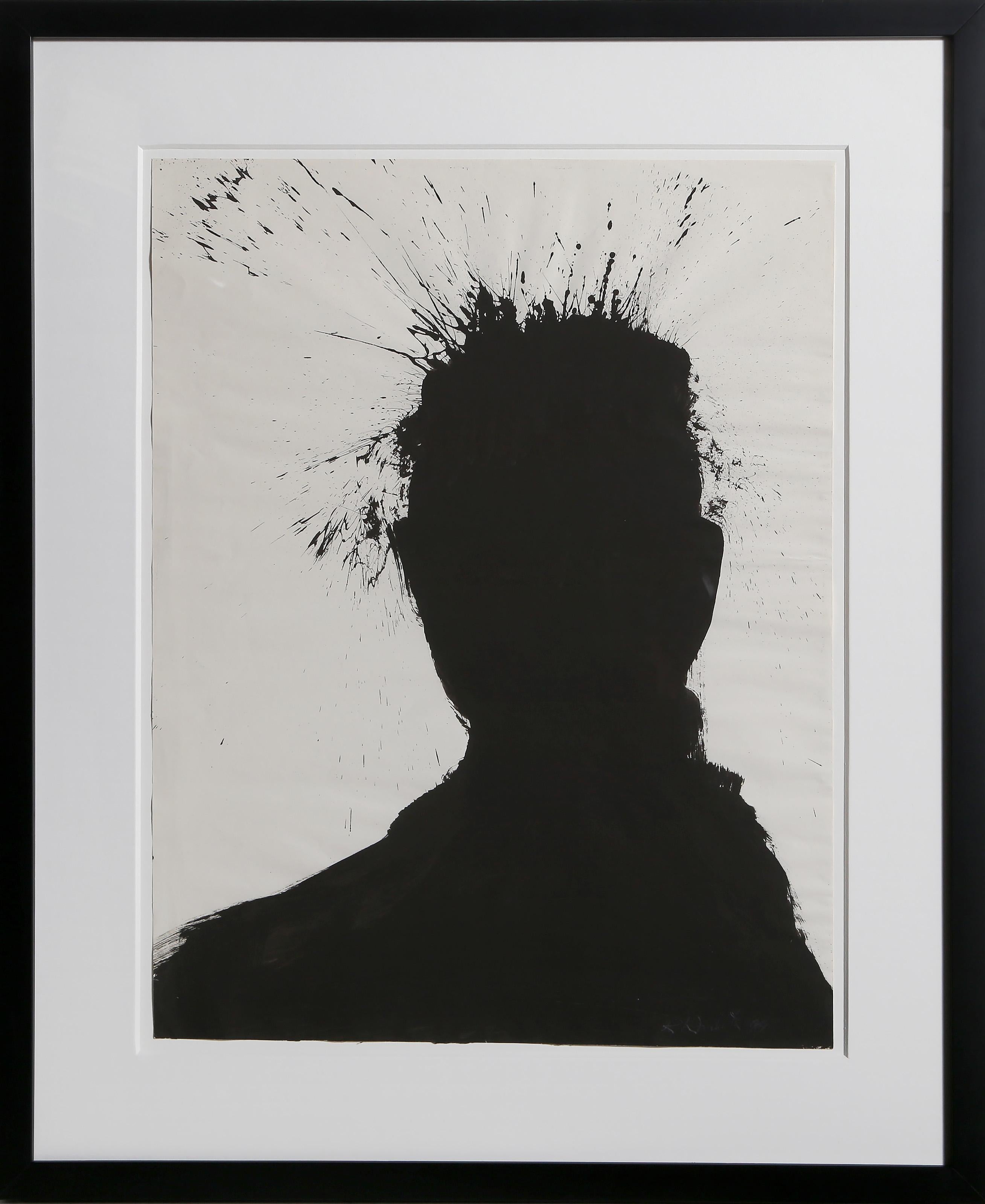 Shadow Head, Pop Art Gouache Painting by Richard Hambleton