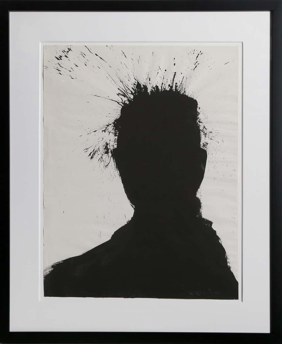 Shadow Head, Pop Art Gouache Painting by Richard Hambleton