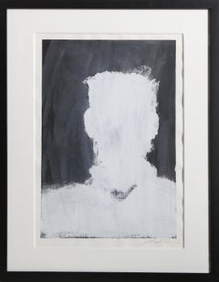 Shadow Head in White, Pop Art Acrylic and Gouache Painting by Richard Hambleton