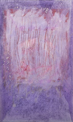Abstraktes, abstrakt-expressionistisches Gouache-Gemälde von Arnaldo Coen in Rosa