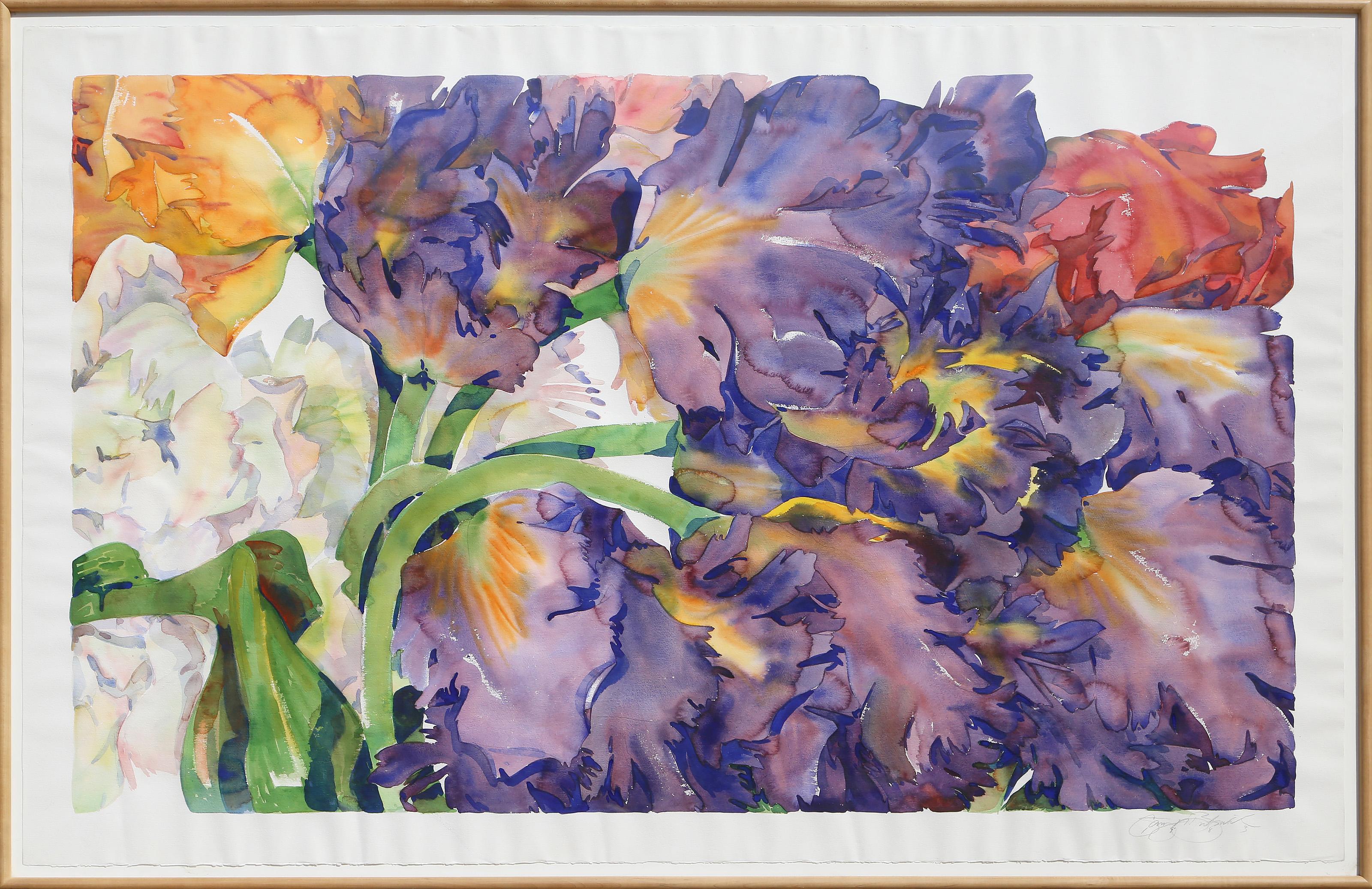 Spring Bloom, großes farbenfrohes, geblümtes Aquarell von Gary Bukovnik