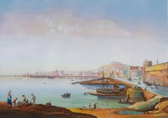Neapolitan School 19th Century Gouache - The Bay