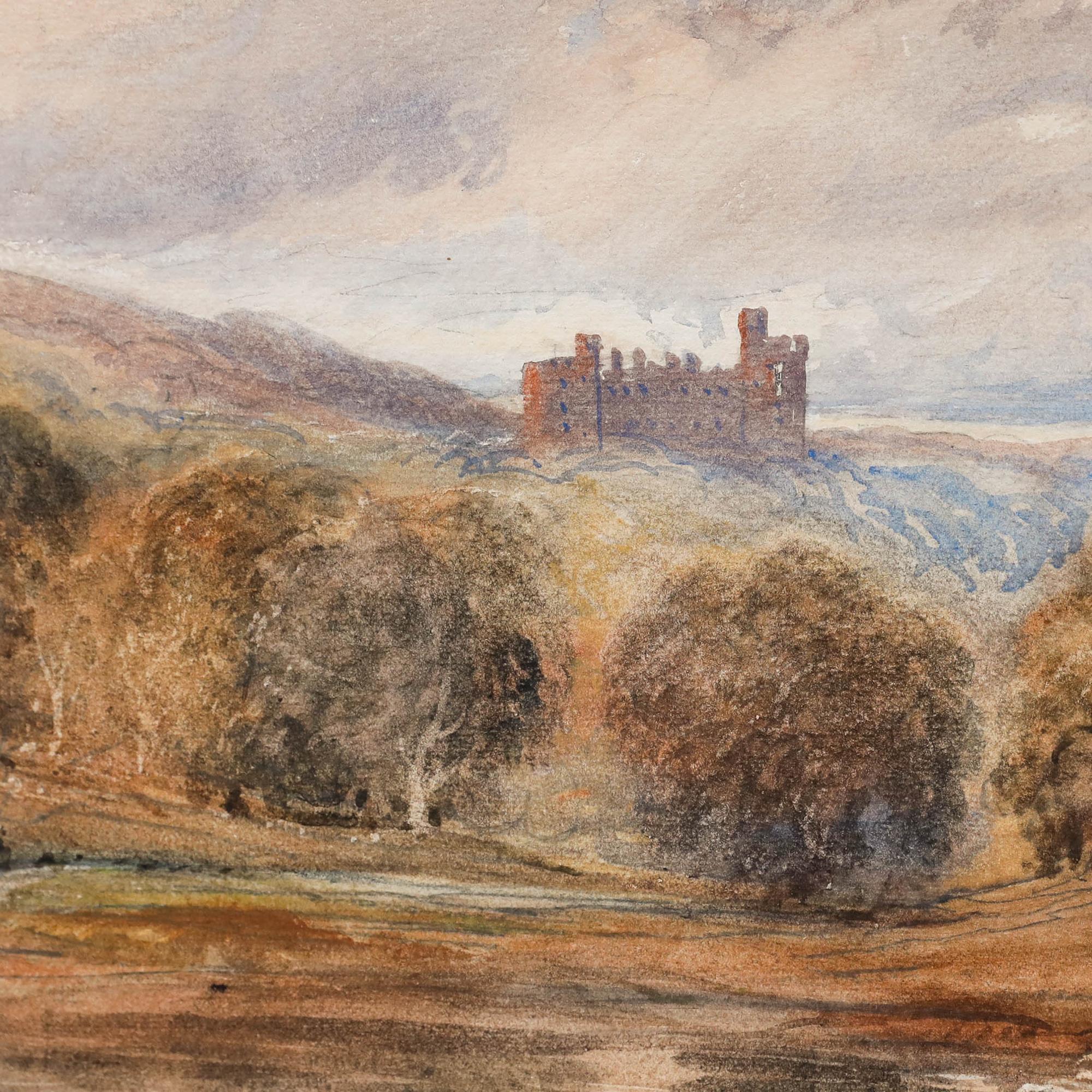 Un delizioso acquerello della metà del XIX secolo del noto artista David Cox Jnr. (1809-1885) che raffigura una scena rurale con un castello in lontananza. Firmato in basso a sinistra a matita. Ben presentato in una cornice dorata. Sulla carta.
