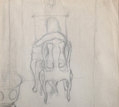 Interior Bedroom Scene, Modern Graphite Drawing by John Koch