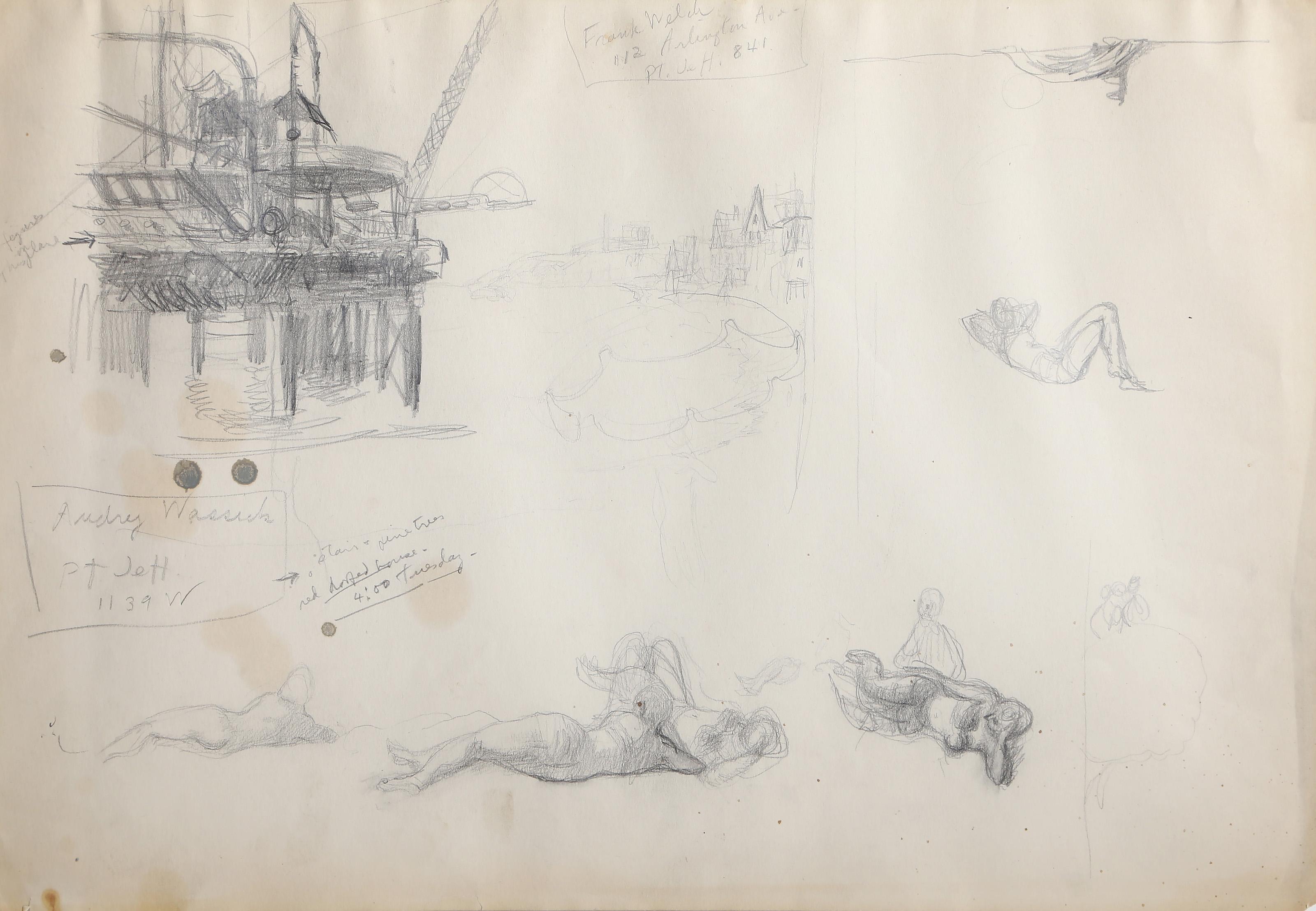John Koch, American (1909 - 1978) - Landscape Sketch, Year:  circa 1970, Medium:  Graphite on Paper, Size:  13.75 x 20 in. (34.93 x 50.8 cm)
