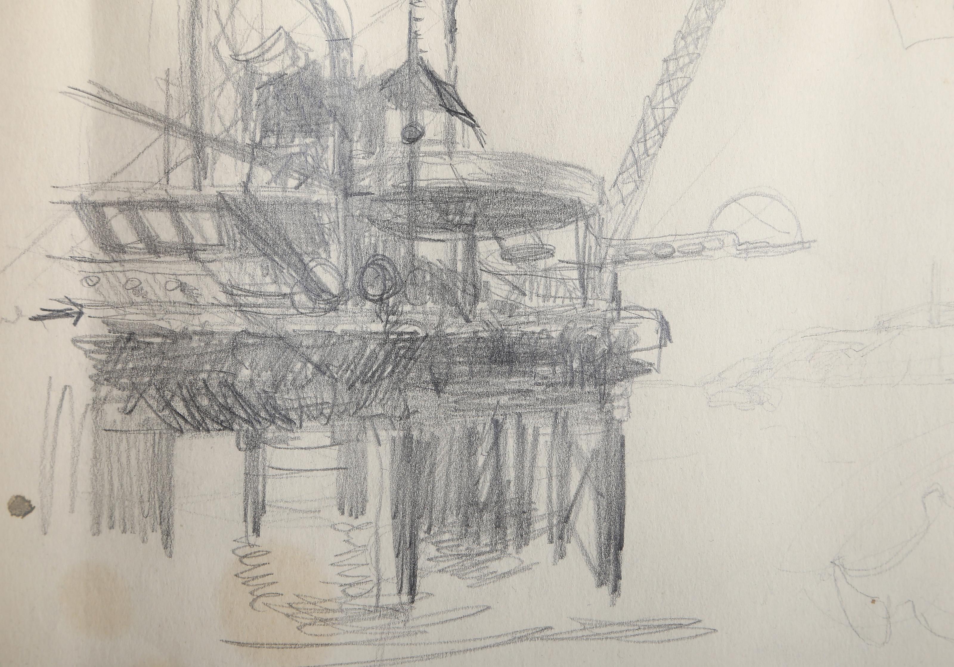 Landscape Sketch, Impressionist Graphite Drawing by John Koch For Sale 1