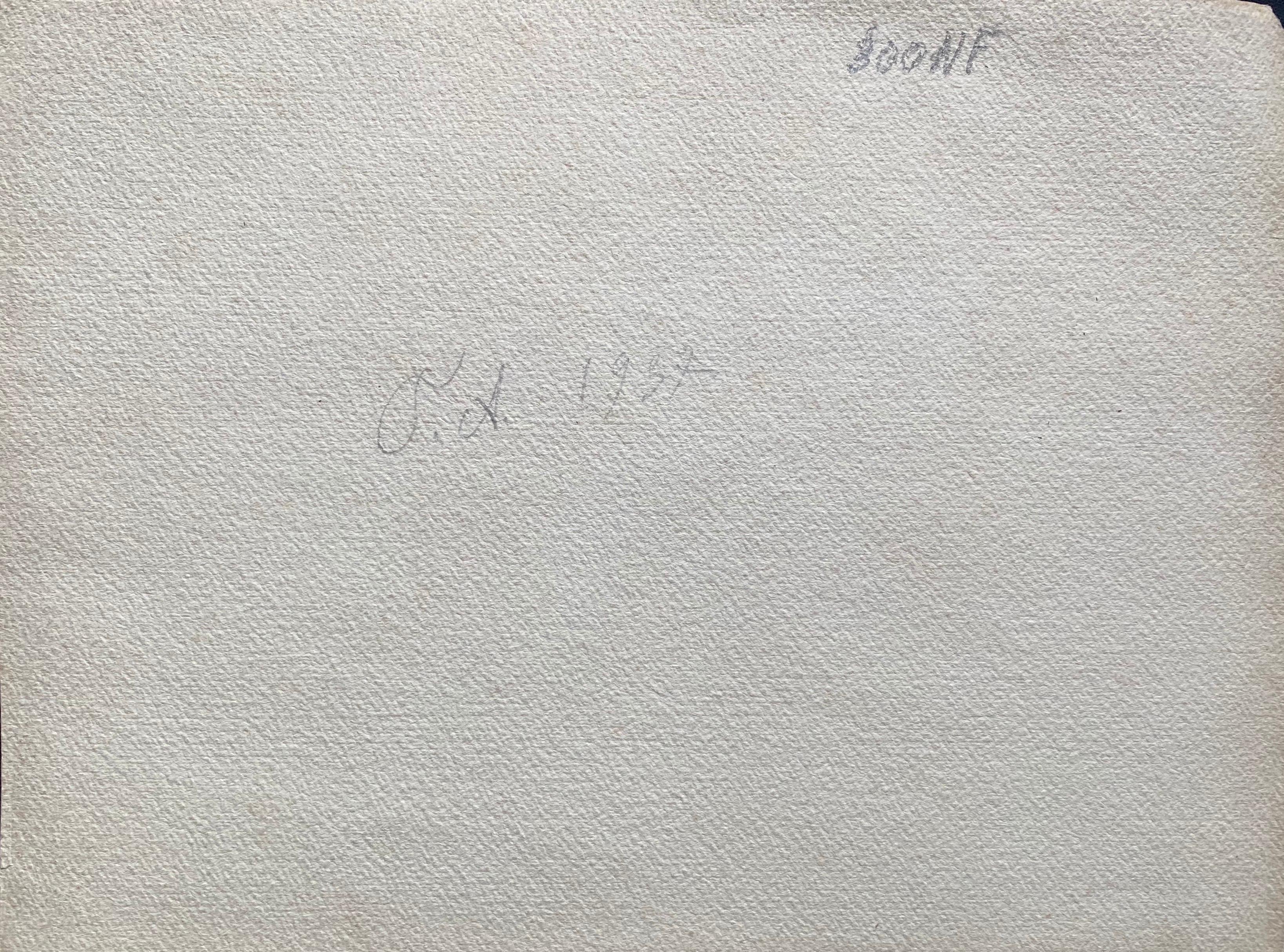 Acuarela impresionista francesa de principios de 1900 firmada por Marie Carreau en venta 1