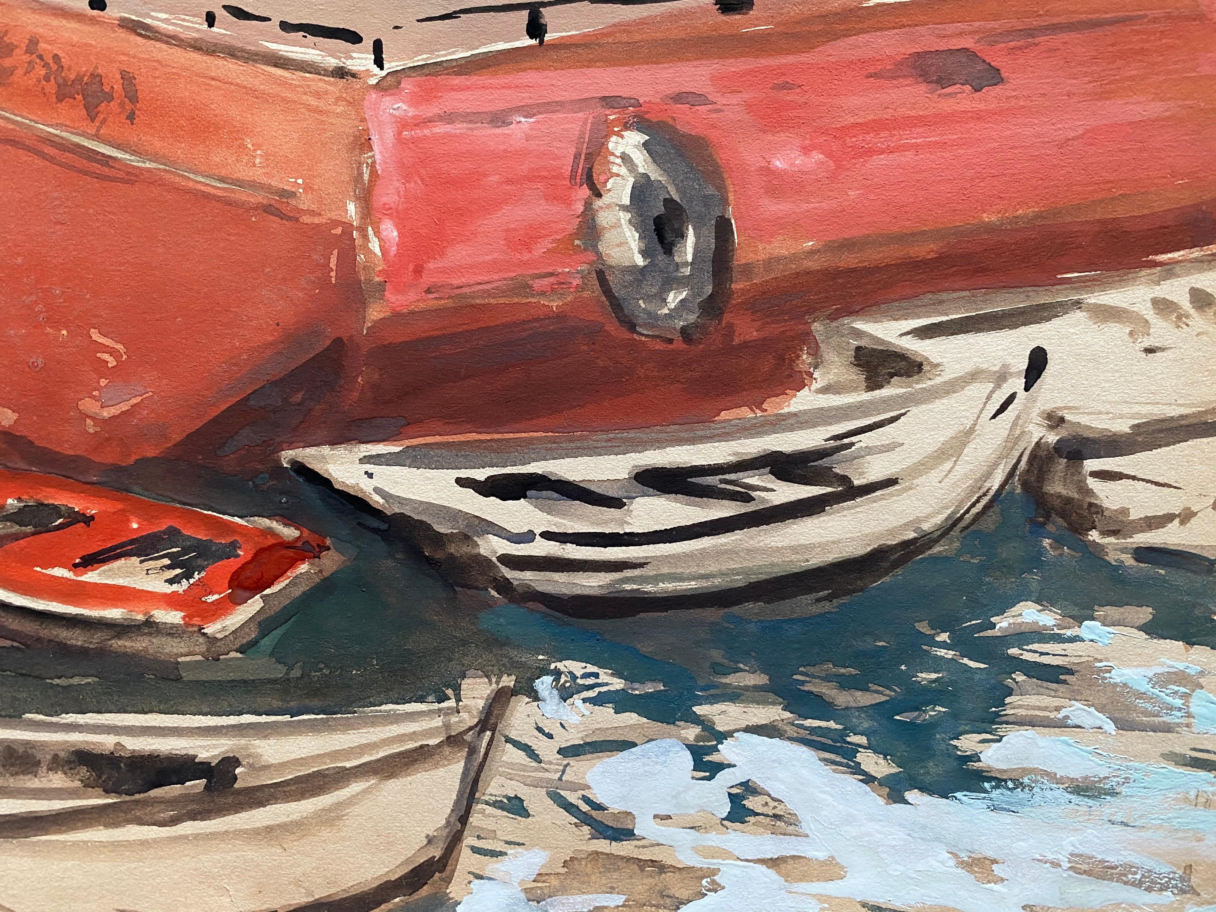 Pittura ad acquerello della metà del 20° secolo di un artista irlandese sul porto di Vigo. in vendita 1