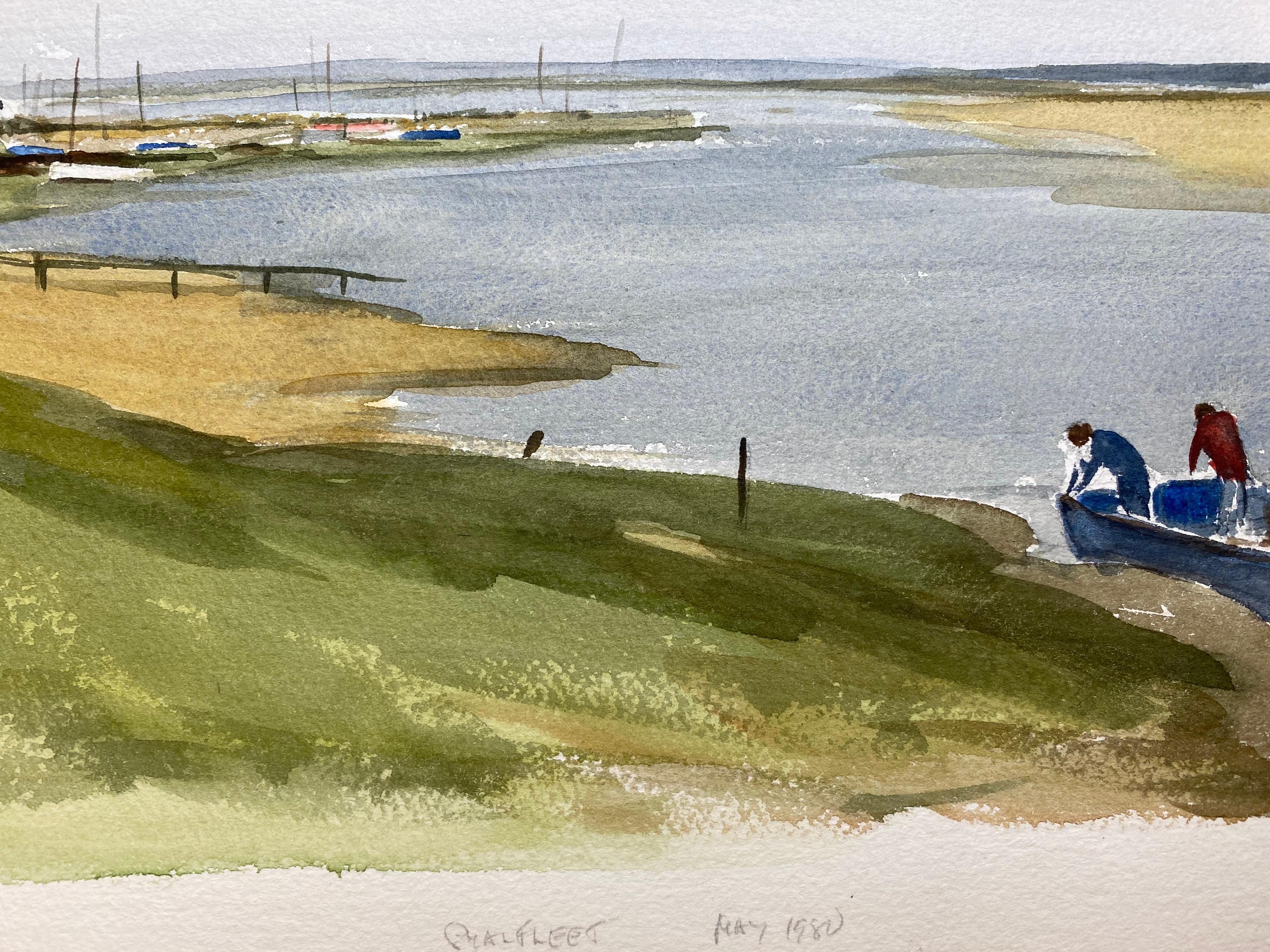 Beautiful English Town Boat Ready for Sea, Signed British Watercolour Painting For Sale 2