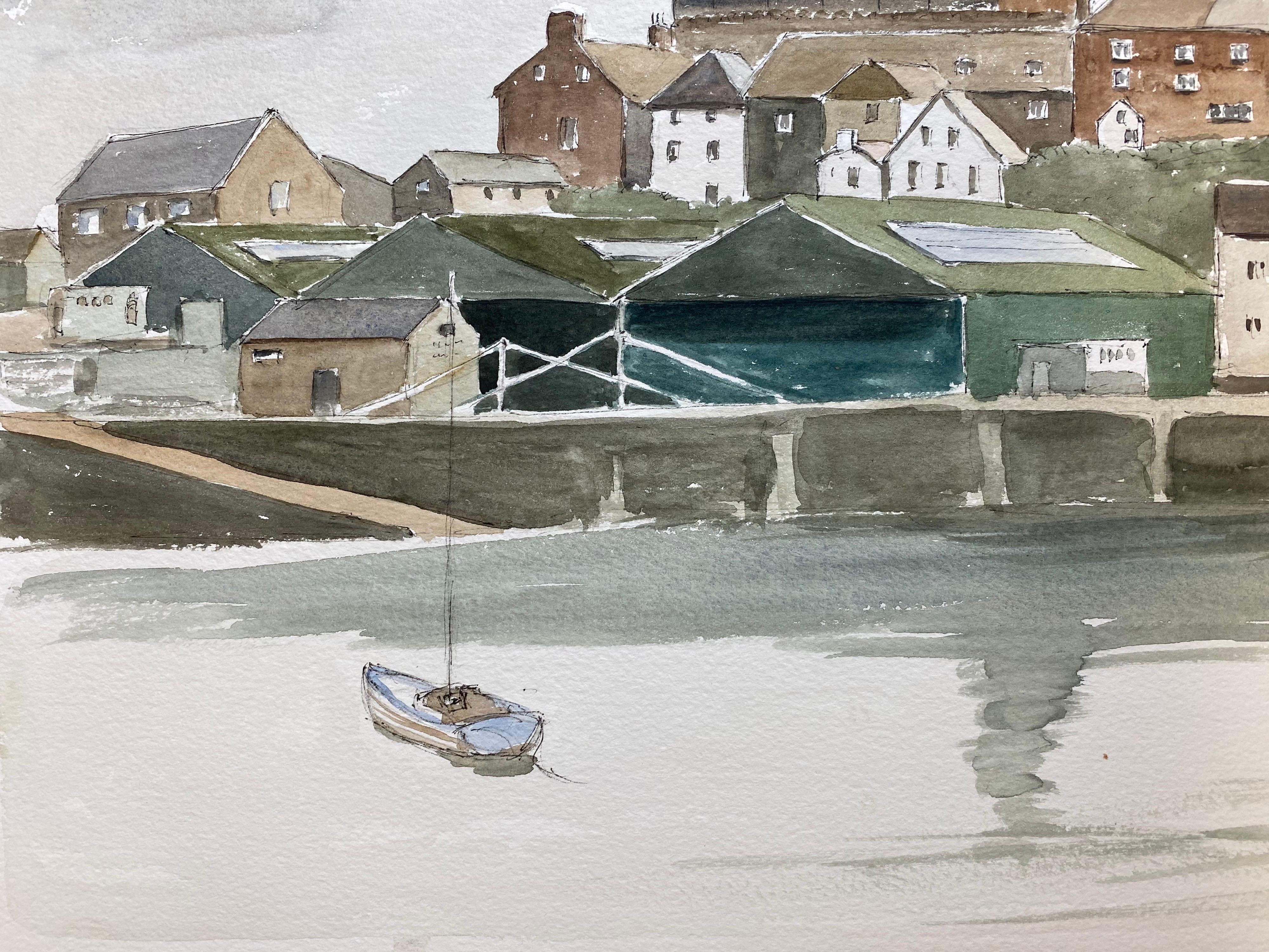 Puerto de Penzance Cornualles - Acuarela Británica Original Firmada en venta 1